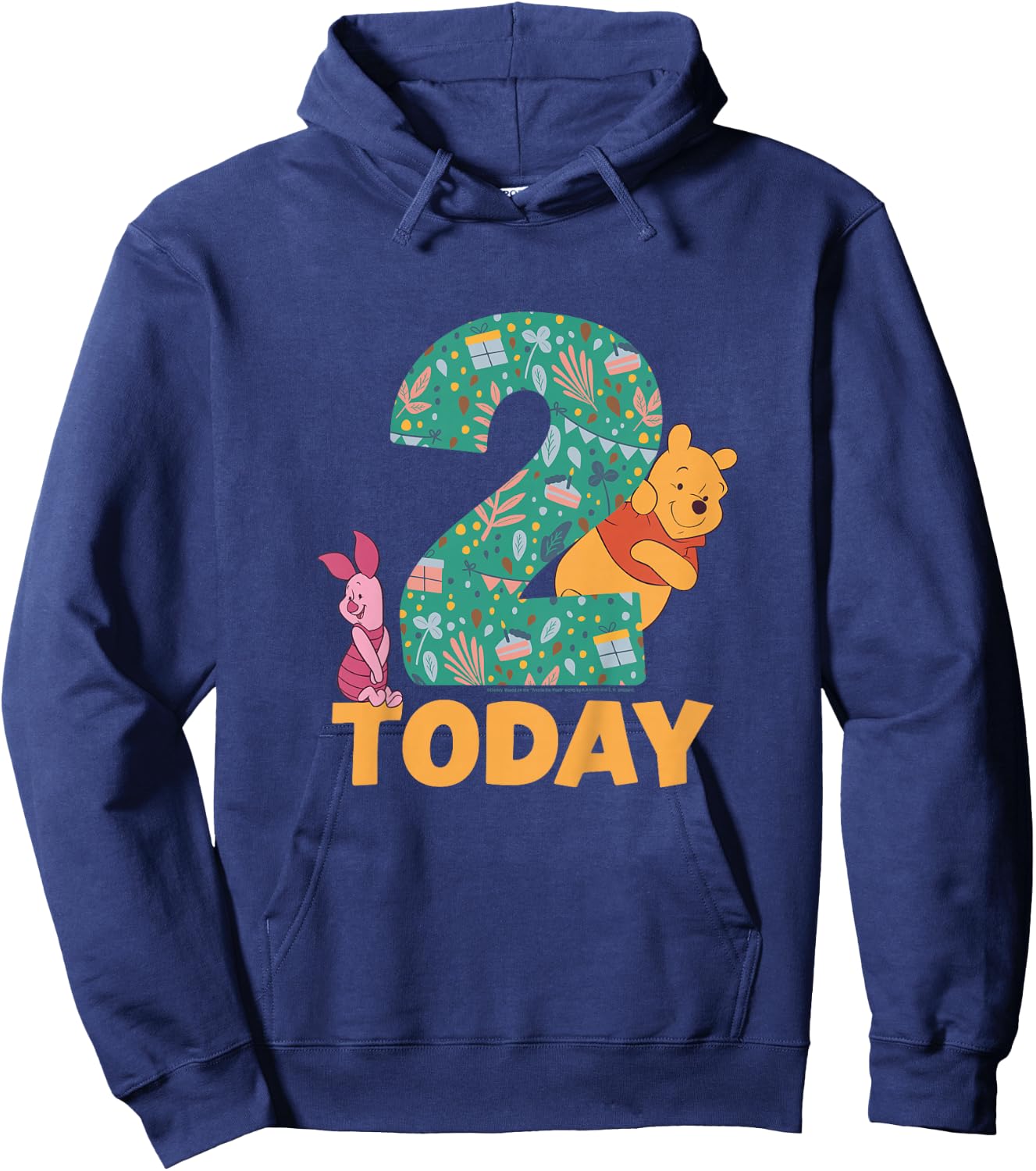 Disney Winnie the Pooh & Piglet Birthday 2 Years Old Today Hoodie - Hoodie | Navy
