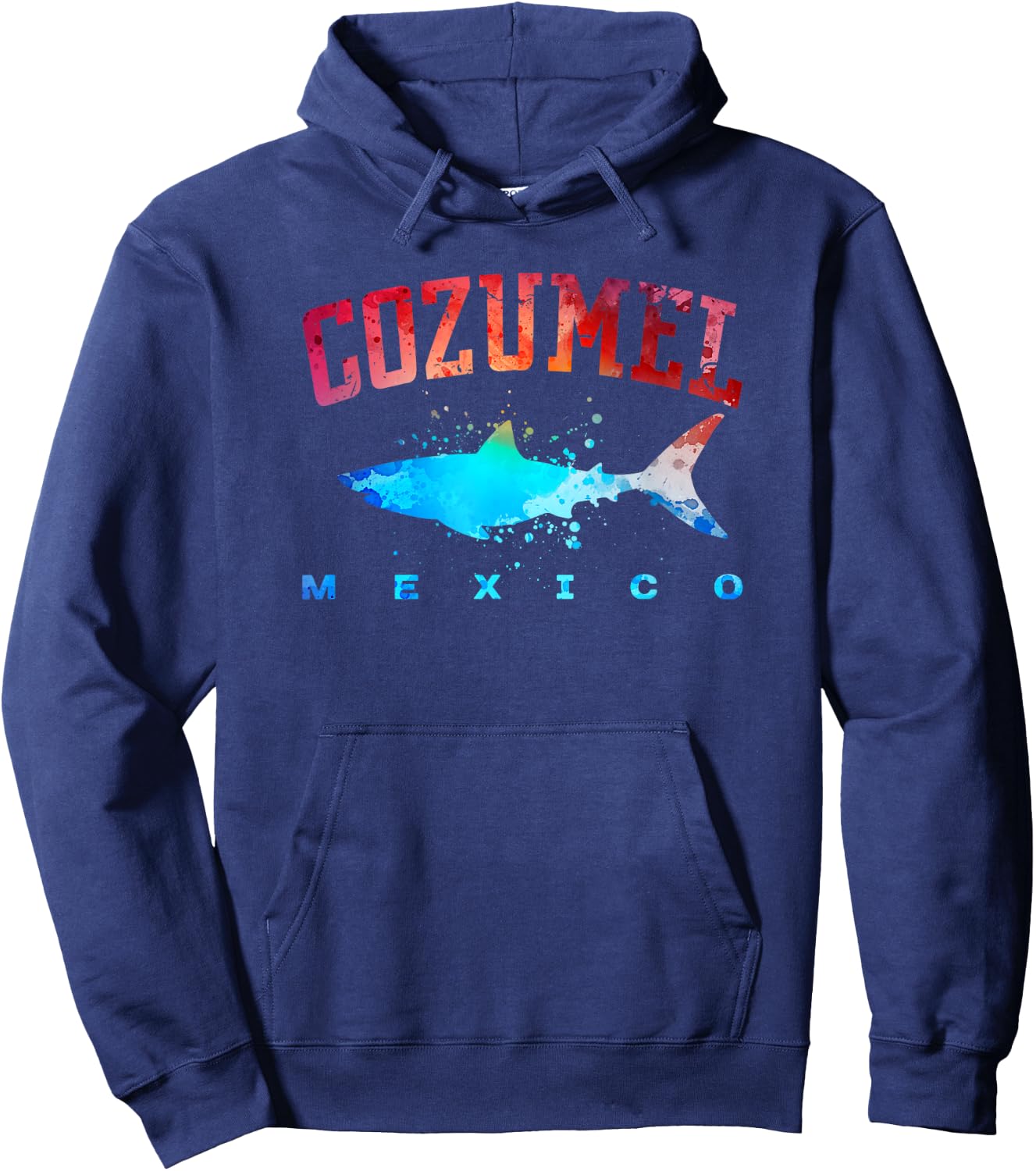 COZUMEL MEXICO Beach Vacation Great White Shark Art Vintage Hoodie - Hoodie | Navy