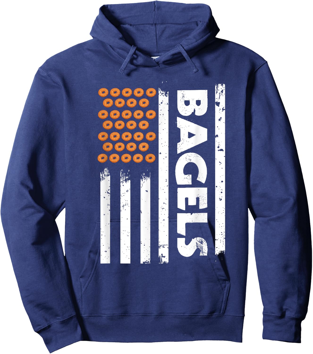 USA Flag Bagels Apparel Eating Breakfast Food America Men Hoodie - Hoodie | Navy