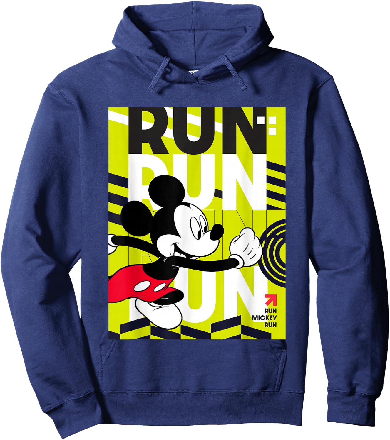 Disney Mickey And Friends Run Mickey Run Neon Chest Poster Hoodie - Hoodie | Navy
