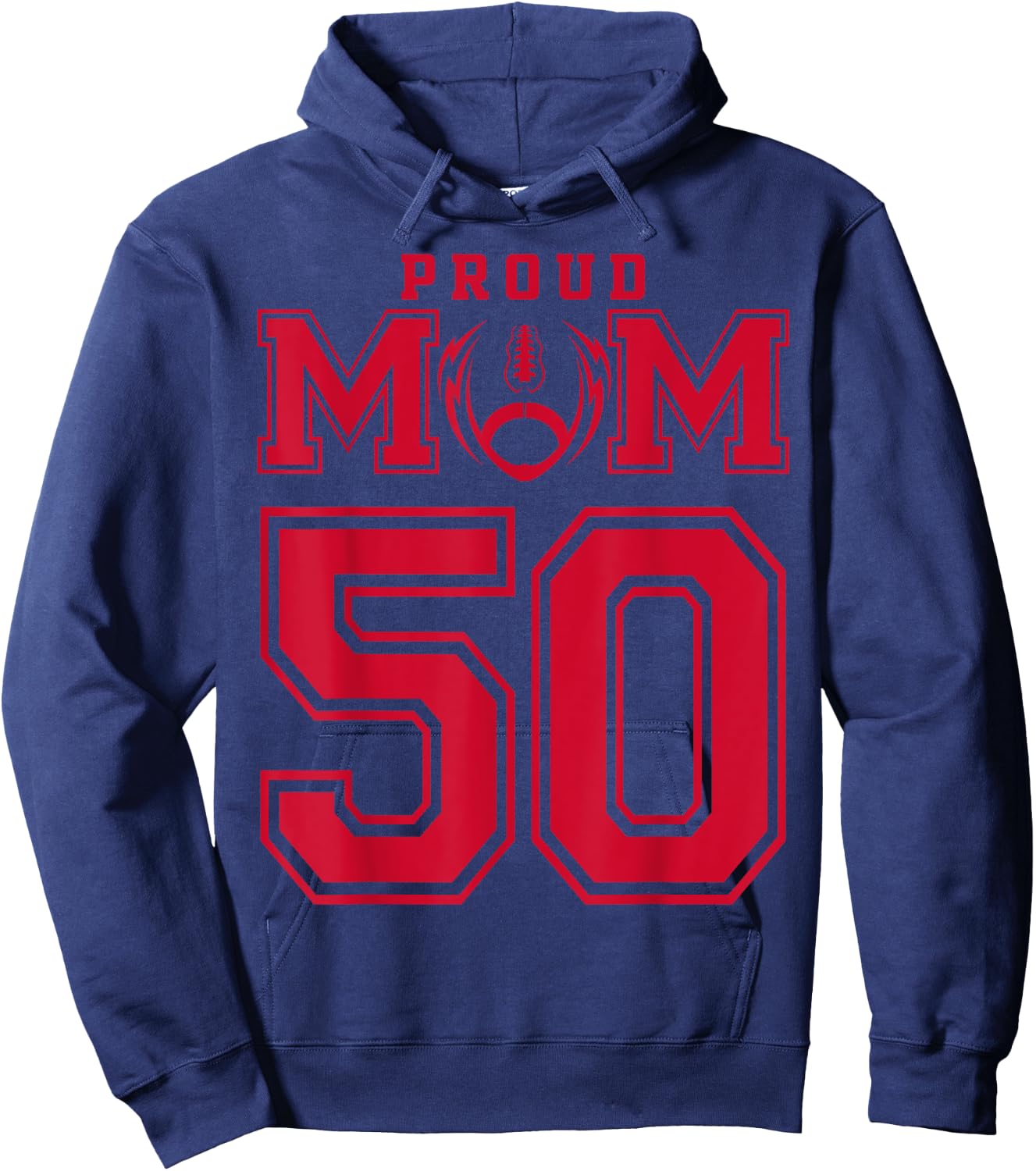 Custom Proud Football Mom Number 50 R Personalized Hoodie - Hoodie | Navy