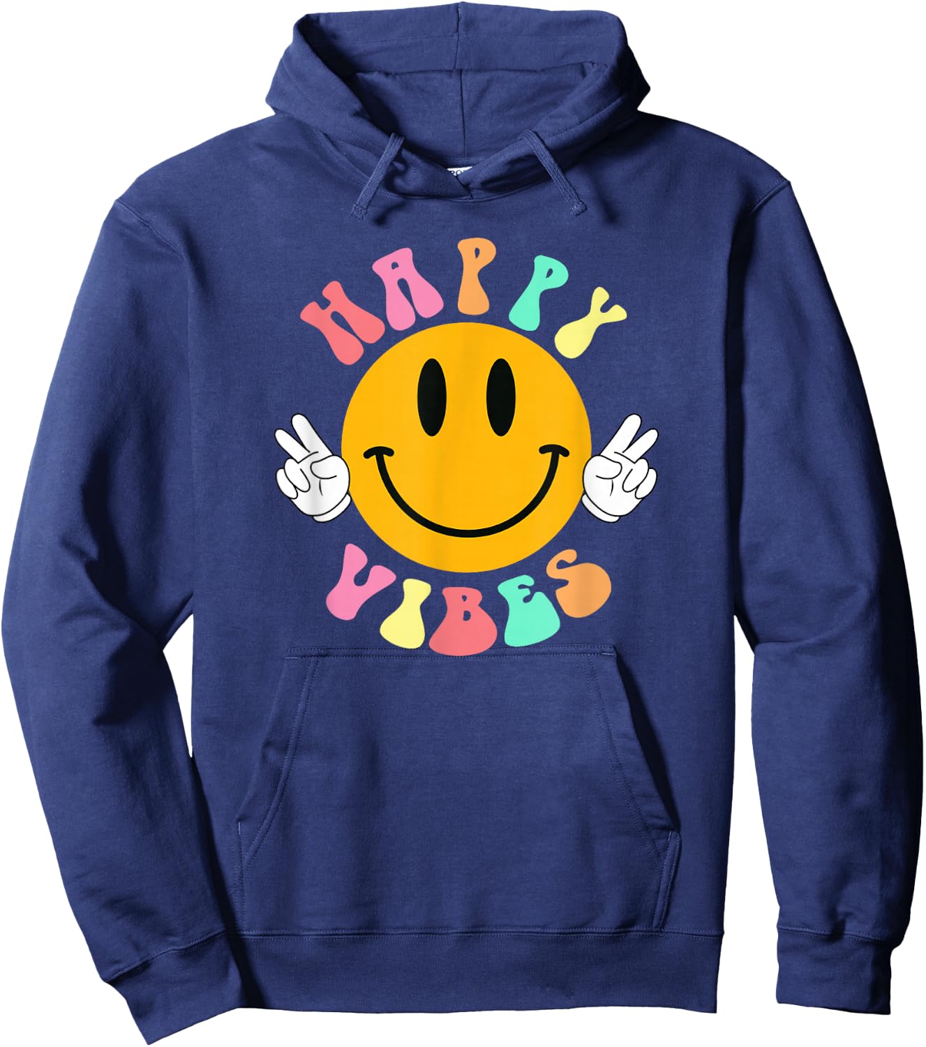 Happy Vibes Funny Message Saying Quote Men Women Happiness Hoodie - Hoodie | Navy