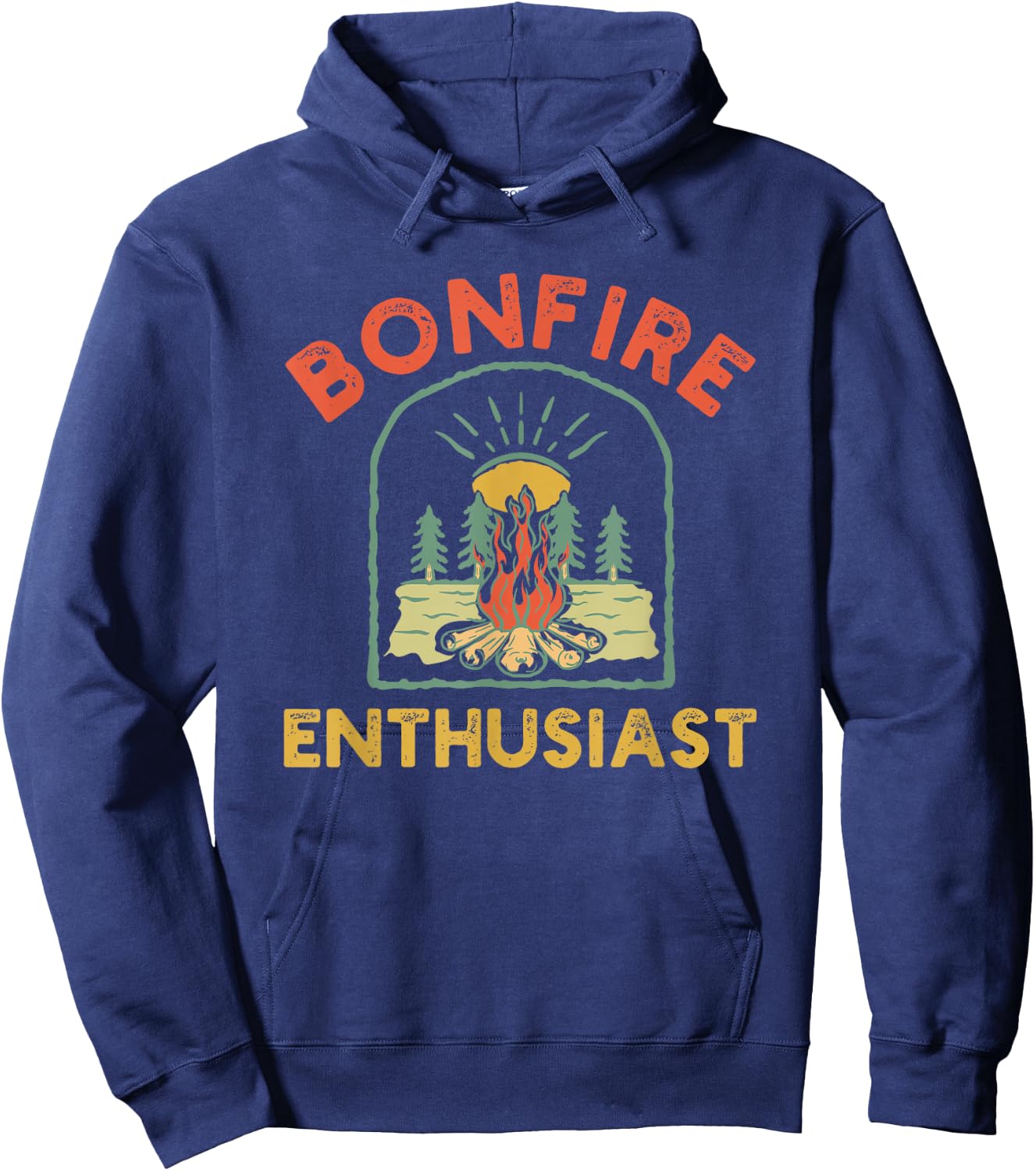 Retro Bonfire Enthusiast Campfire Funny Camping humor Hoodie - Hoodie | Navy