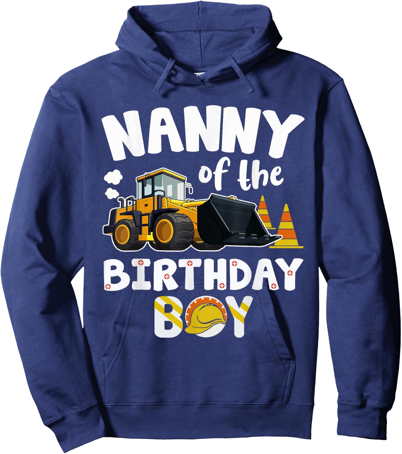 Nanny of the Birthday Boy Construction Worker Bday Party Hoodie - Hoodie | Navy