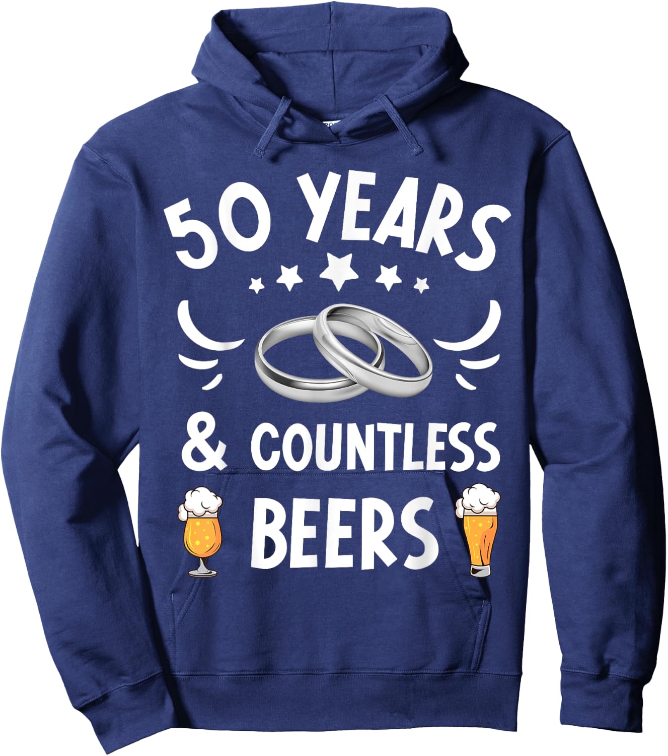 50 Years Marriage & Countless Beers 50th Wedding Anniversary Hoodie - Hoodie | Navy