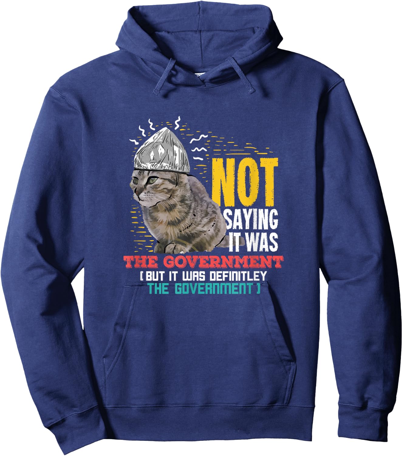 Funny Conspiracy Theory Gifts Classic Black Cat Funny Conspiracy Theor Gift A Conspiracy Theorist Hoodie - Hoodie | Navy