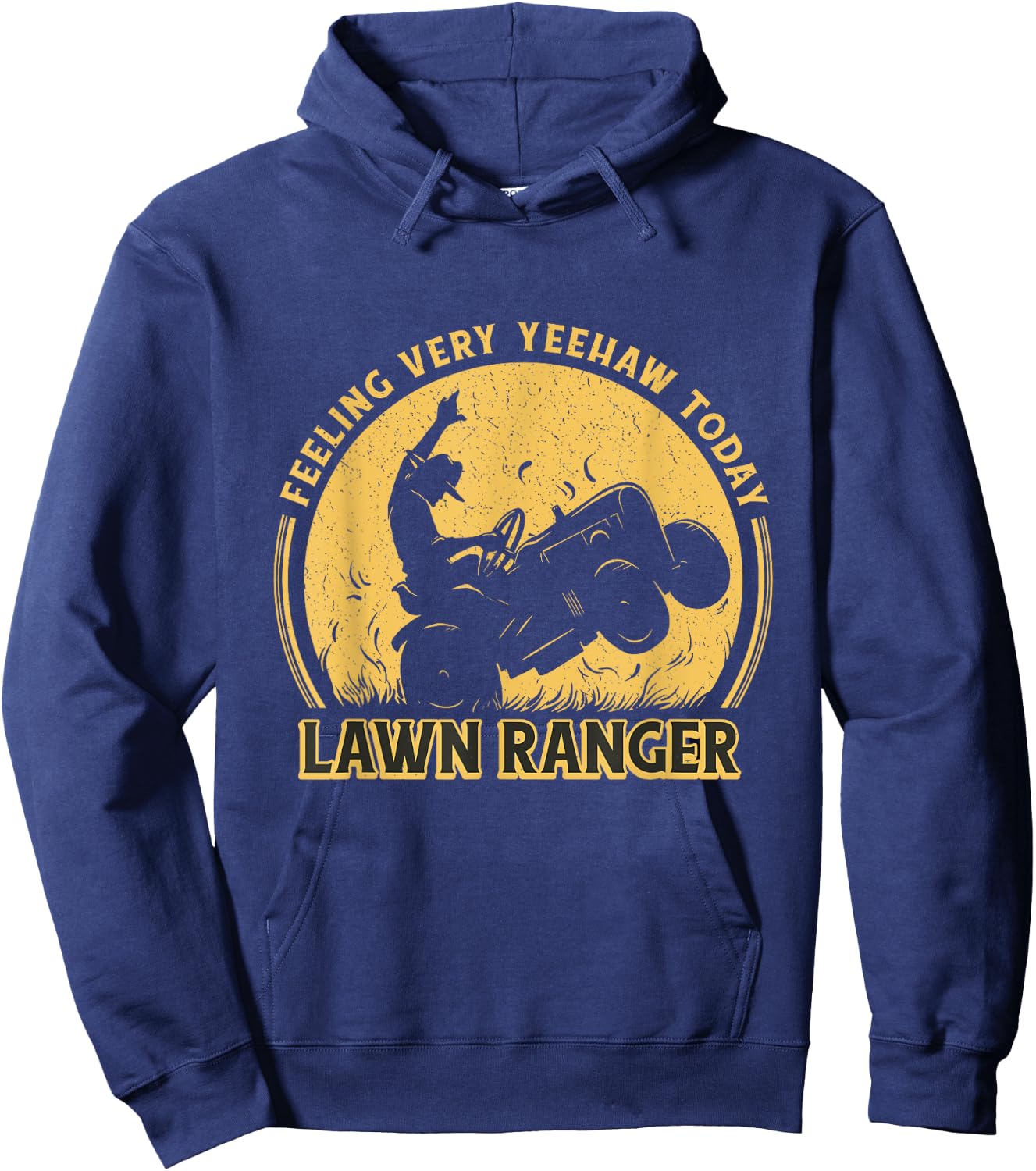 Lawn Ranger Funny Landscaping Lawn Mowing Cowboy Dad Graphic Hoodie - Hoodie | Navy