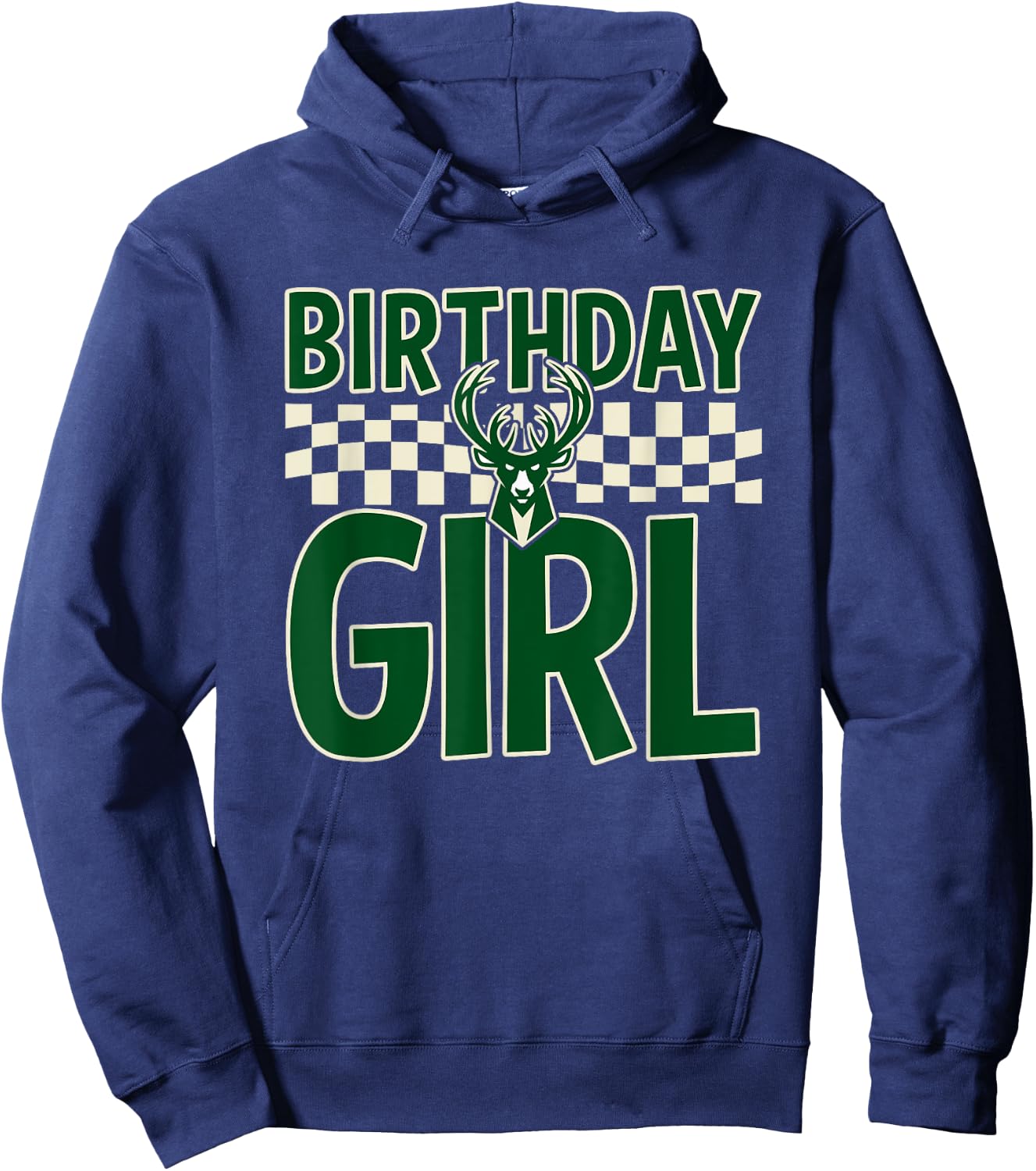 NBA Milwaukee Bucks Birthday Girl Checkered Logo Hoodie - Hoodie | Navy