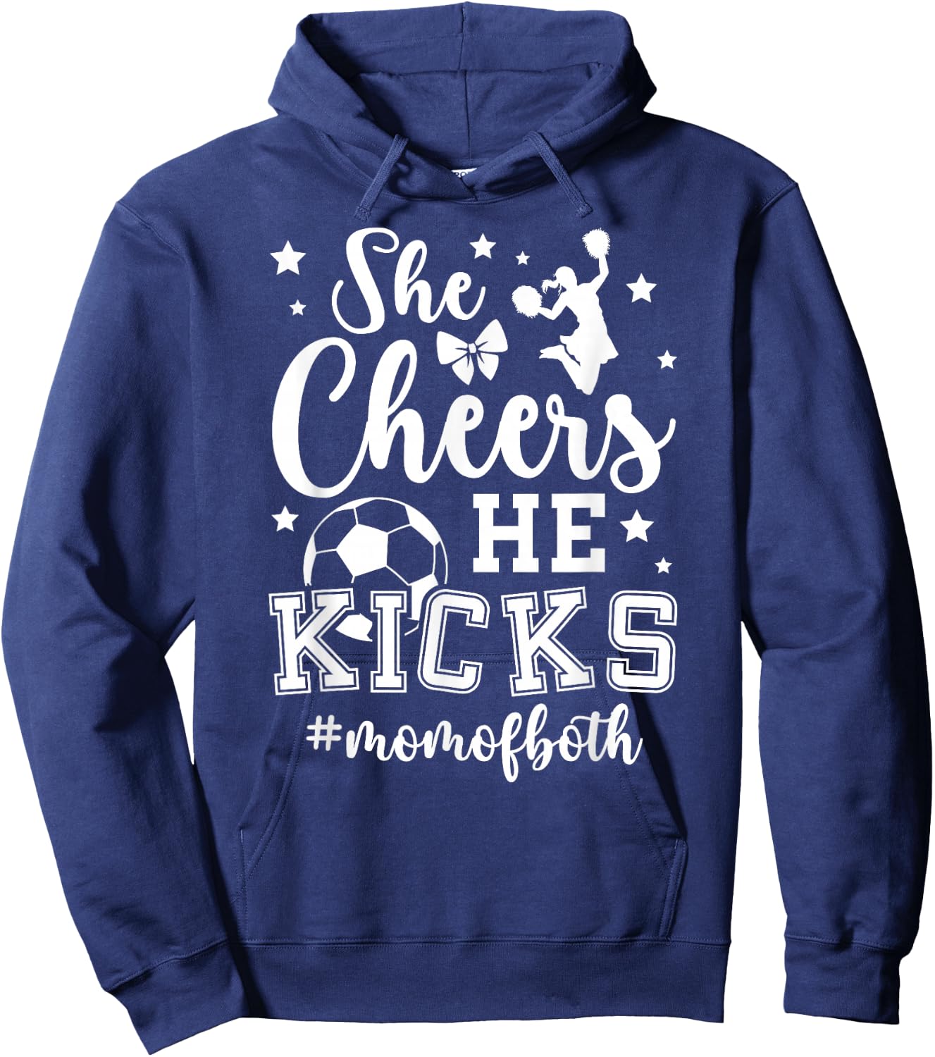 She Cheers He Kicks Mom Of Both Cheer And Soccer Mom Hoodie - Hoodie | Navy