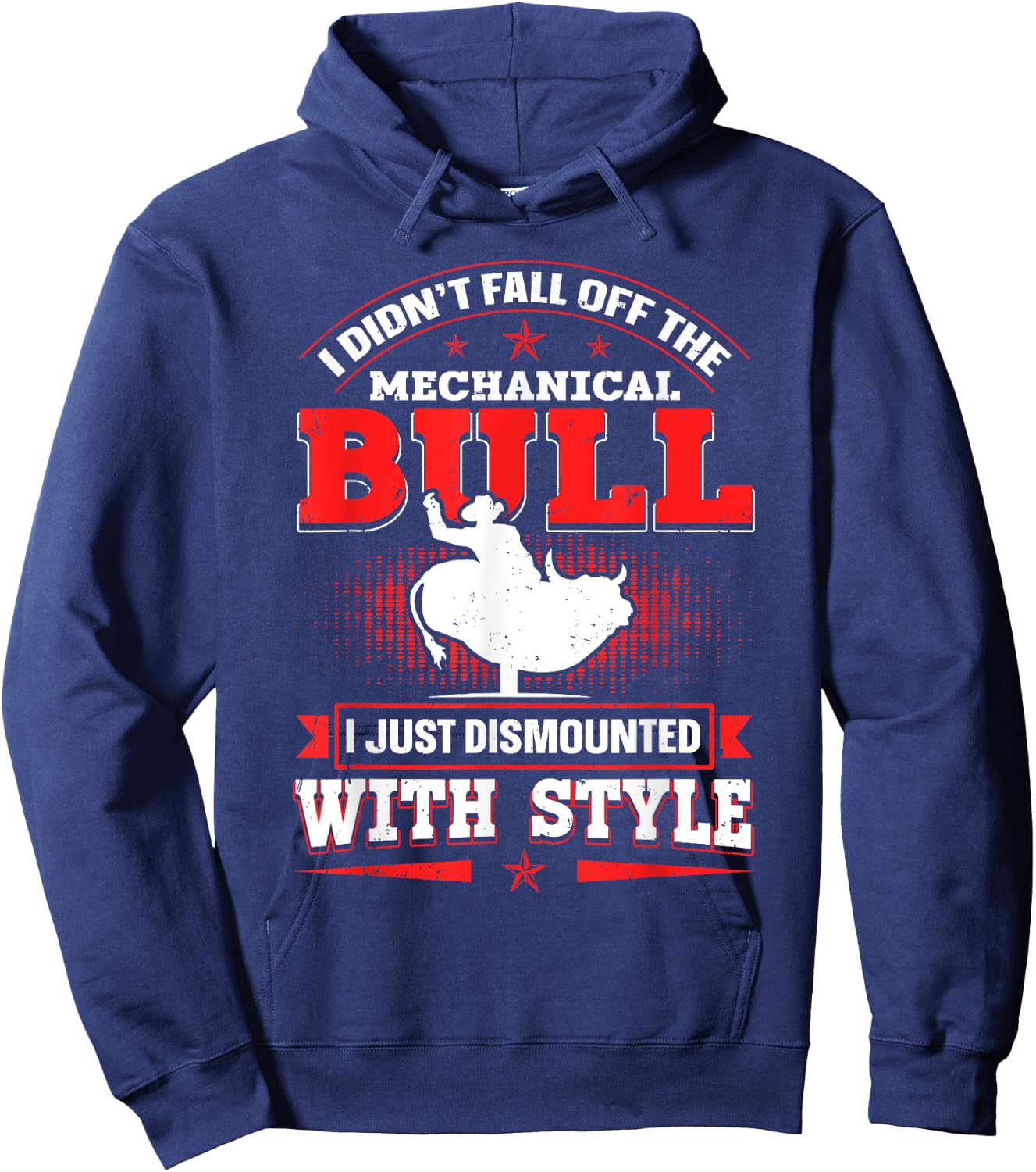 Bull Riding mechanical Design Mechanical Bull Riding - Black, Small, Short Sleeve, , Regular Fit, Cotton 60% Polyester 40% Hoodie - Hoodie | Navy