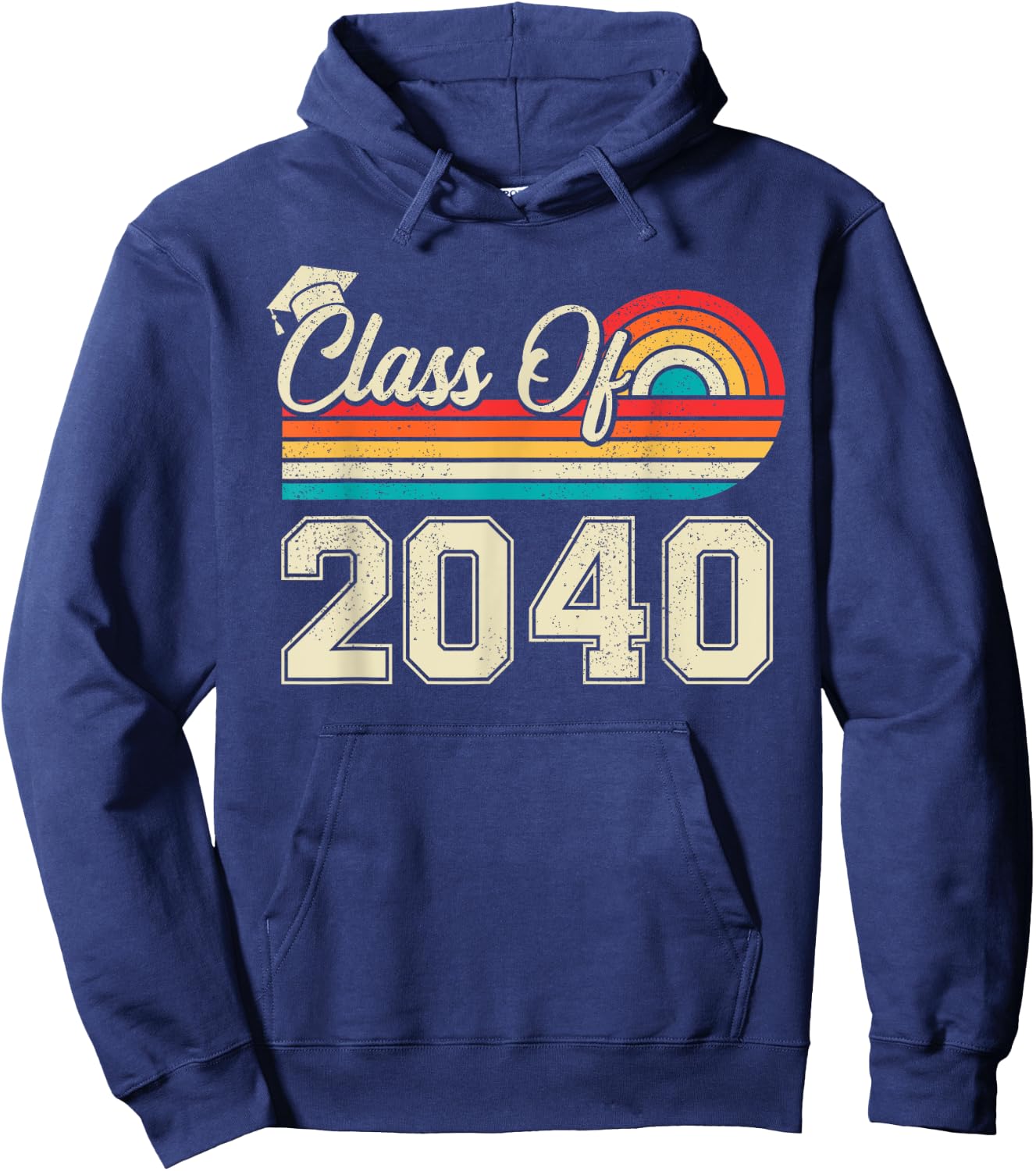 Retro Class Of 2040 Grow With Me Pre k Graduation Boys Girls Hoodie - Hoodie | Navy