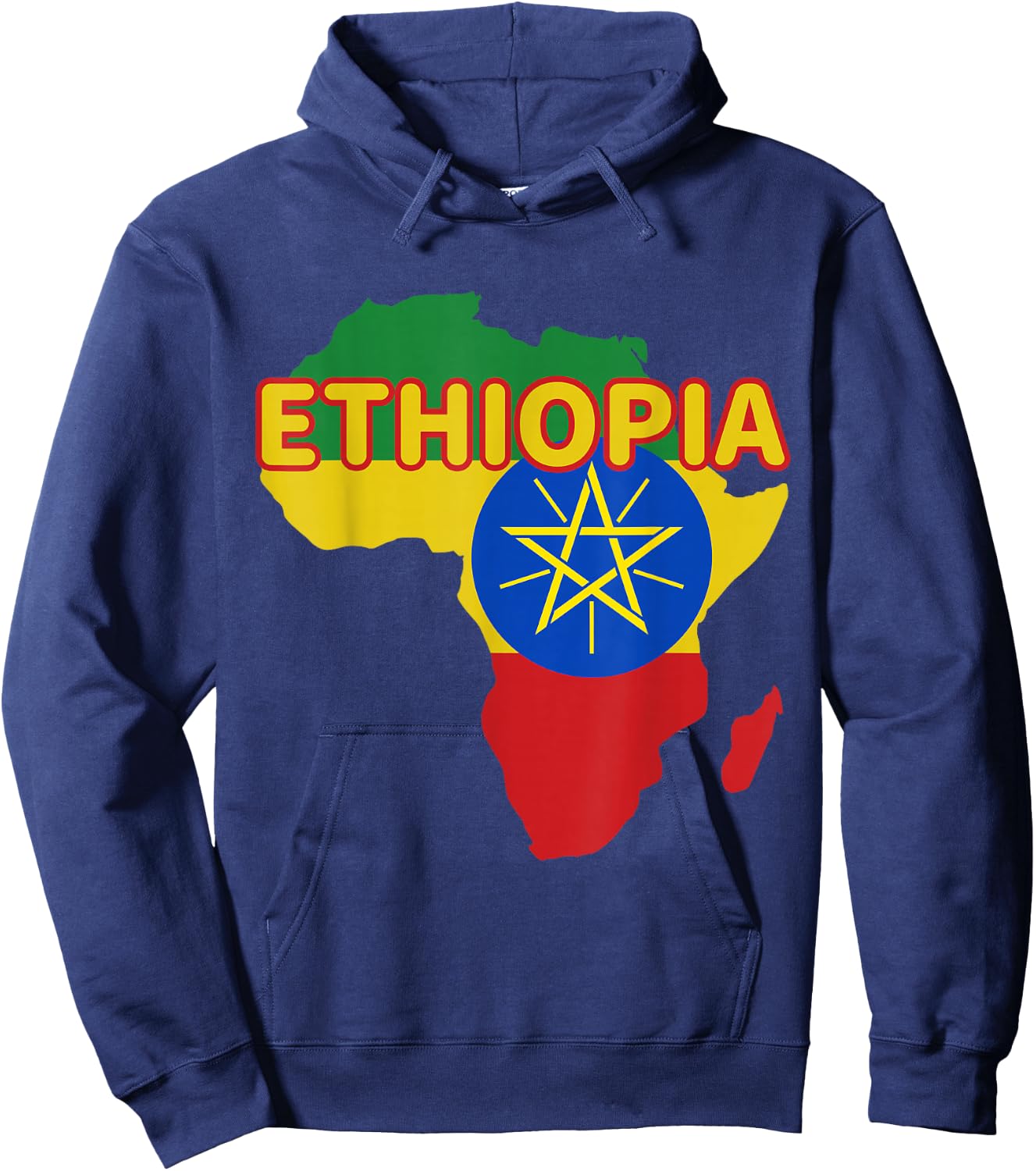 Ethiopia Ethiopian Pride Flag Map Africa Print Hoodie - Hoodie | Navy