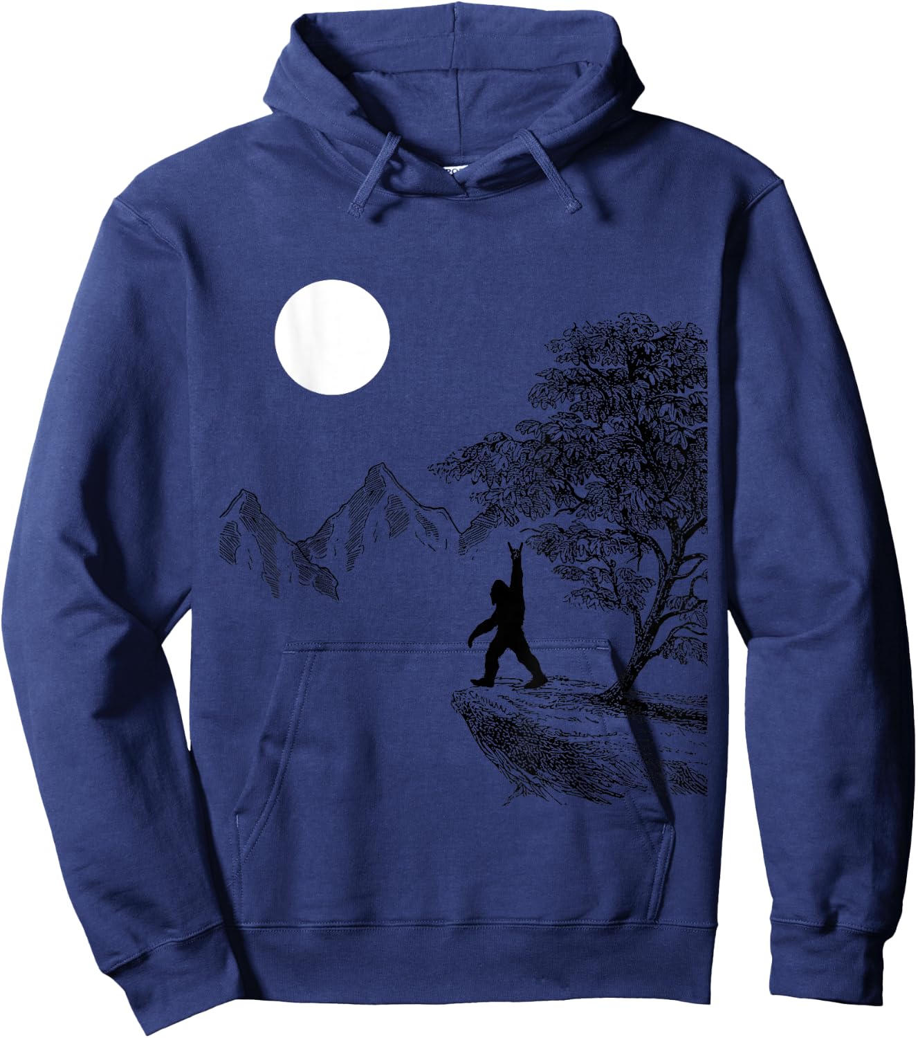 Rock On Bigfoot Hiding in Forest for Sasquatch Hunters Hoodie - Hoodie | Navy
