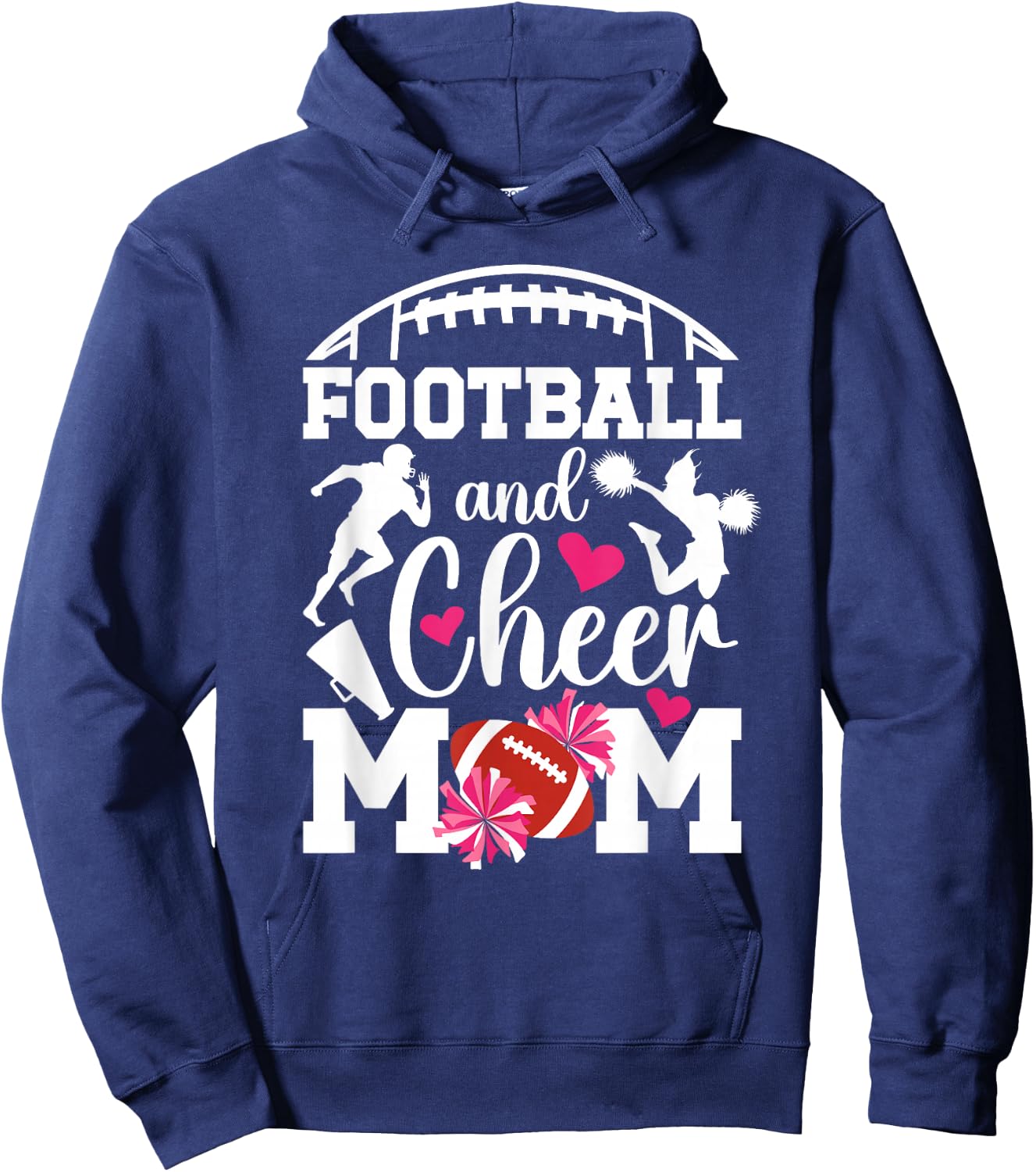 Football And Cheer Mom Proud Cheerleading & Football Mom Hoodie - Hoodie | Navy