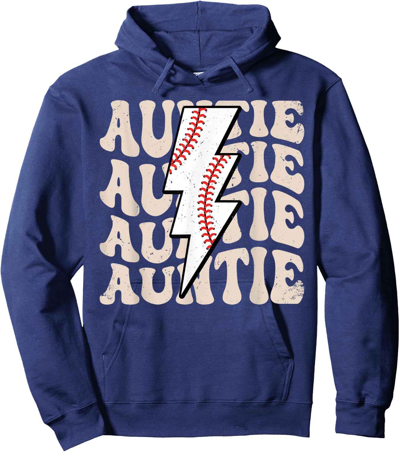 Lightning Groovy Proud Aunt Baseball Auntie Family Matching Hoodie - Hoodie | Navy