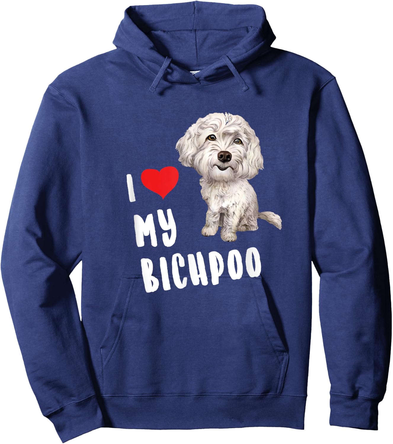 I Love My Bichpoo Design Perfect Funny Cute Dog Bichpoo Mom Women Girls Kids Hoodie - Hoodie | Navy