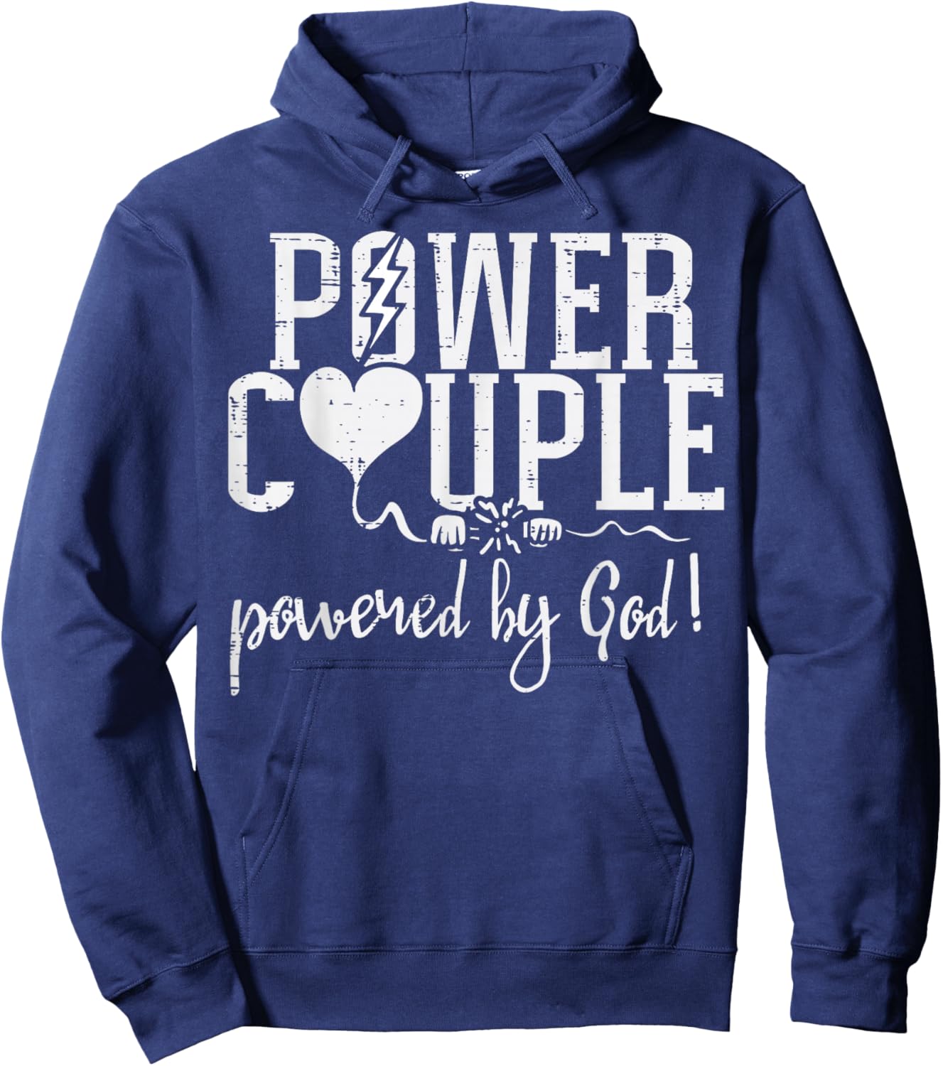 Power Couple God Religious Valentines Christian Women Men Hoodie - Hoodie | Navy