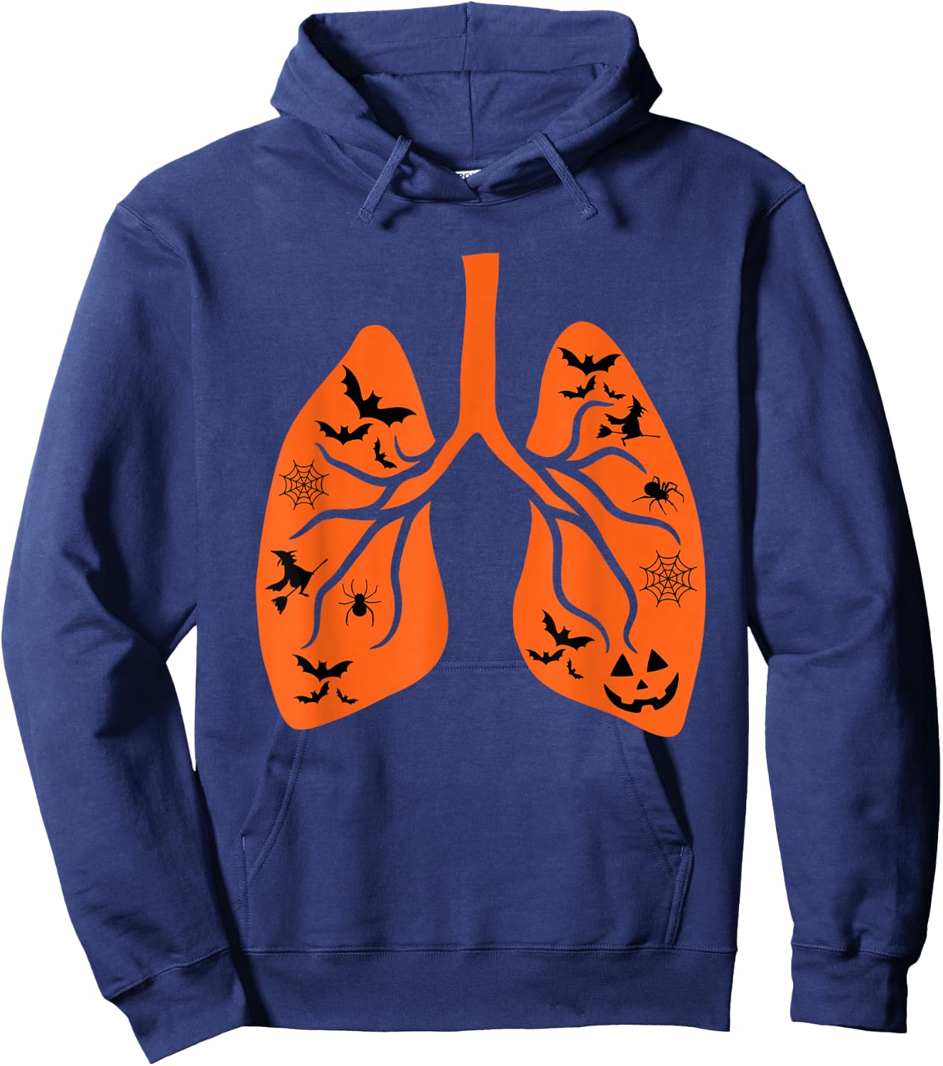 Vintage Respiratory Therapist RT Lung Pumpkin Bats Halloween Hoodie - Hoodie | Navy