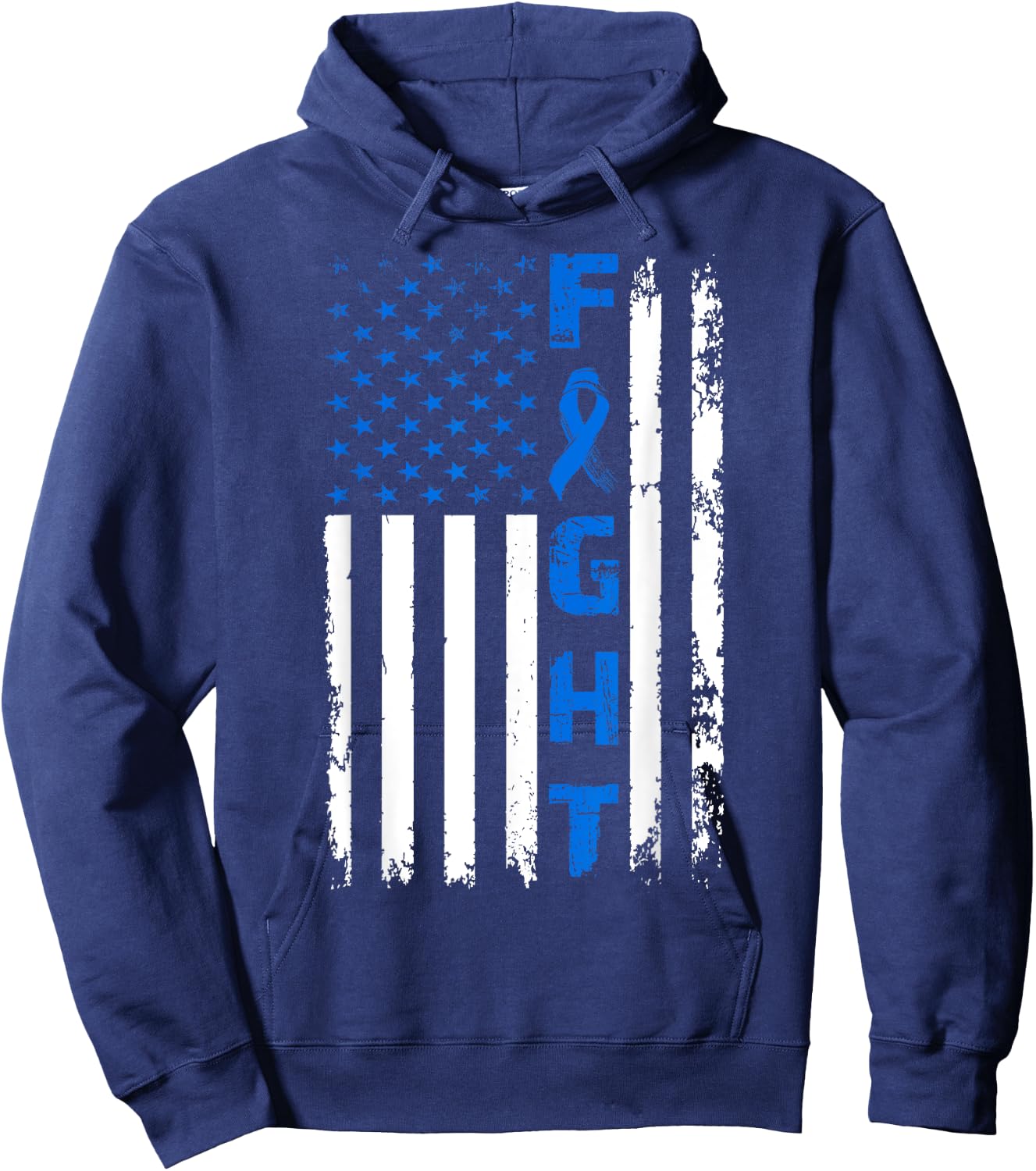 Fight Colon Cancer American Flag Awareness Survivor Hoodie - Hoodie | Navy