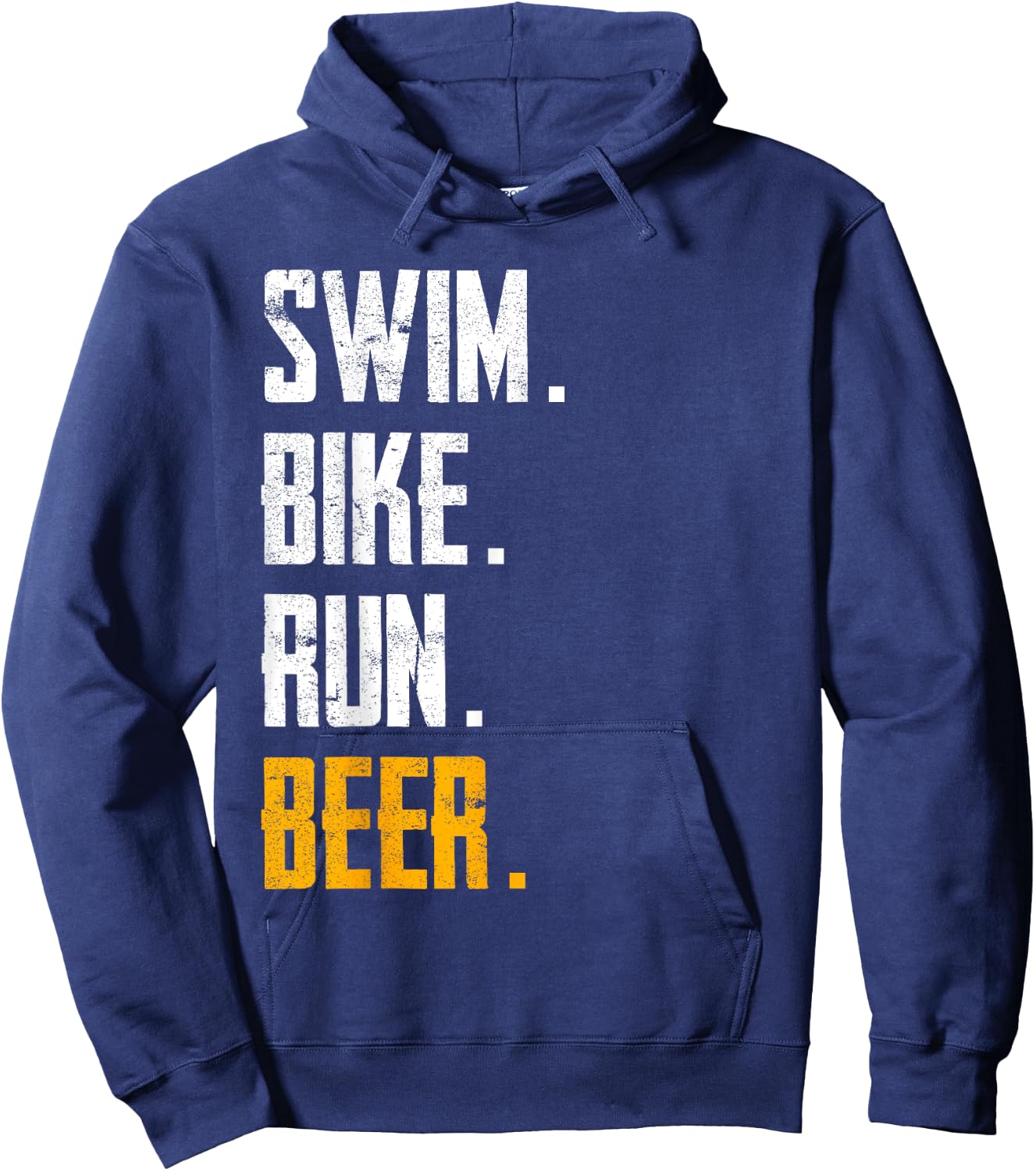 Swim Bike Run Beer Funny Triathlon Hoodie - Hoodie | Navy