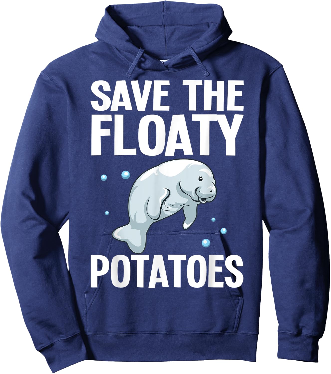 Funny Manatee Designs Women Floaty Potato Sea Cows Hoodie - Hoodie | Navy