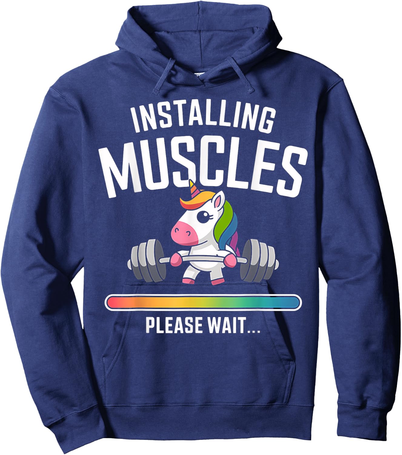 Unicorn Gym Workout Installing Muscles Fitness Girl Unicorn Hoodie - Hoodie | Navy