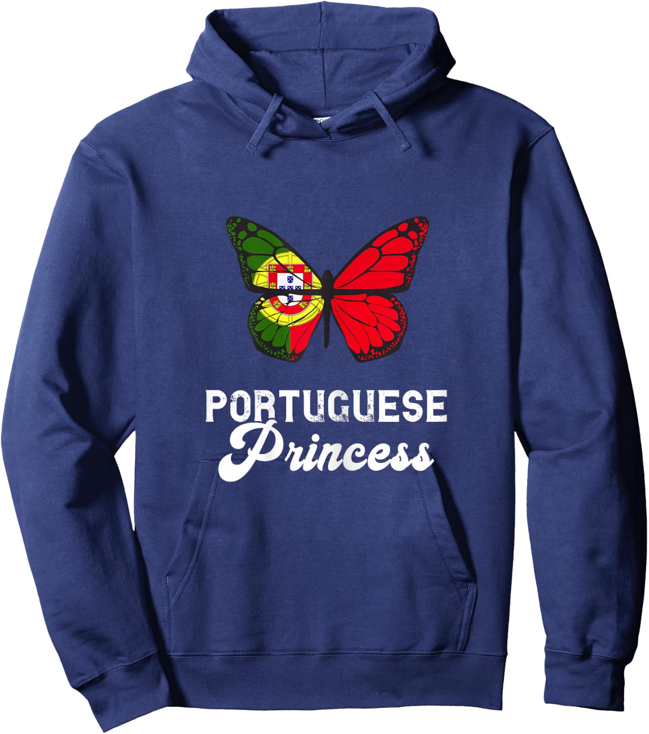Portuguese Princess Proud Butterfly Portugal Flag Roots Hoodie - Hoodie | Navy