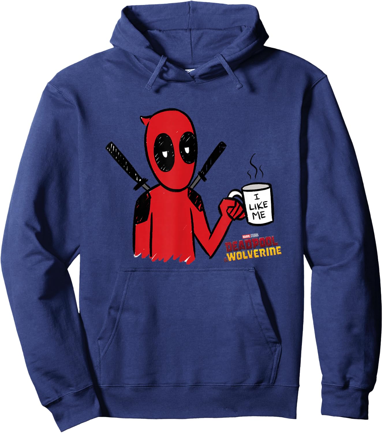 Marvel Deadpool & Wolverine I Like Me Coffee Mug Sketch Hoodie - Hoodie | Navy