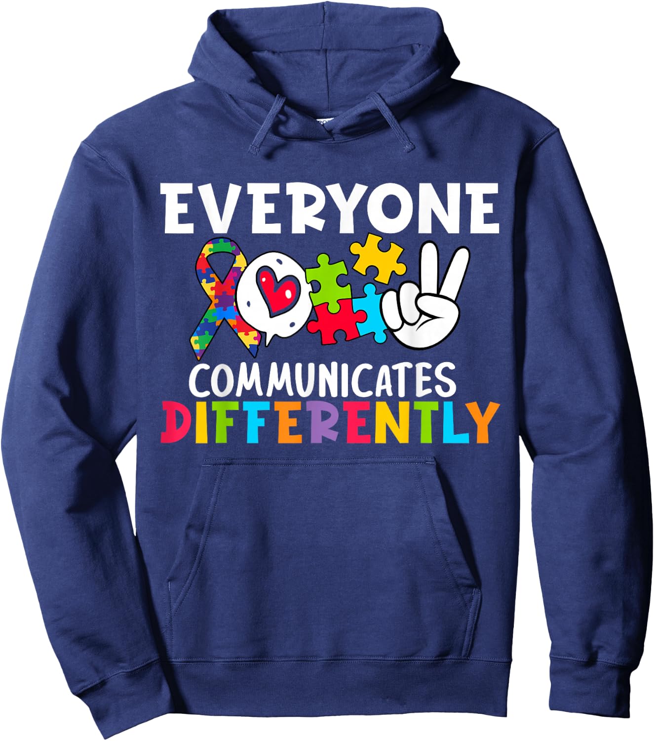 Everyone Communicates Differently Speech Therapy Hoodie - Hoodie | Navy