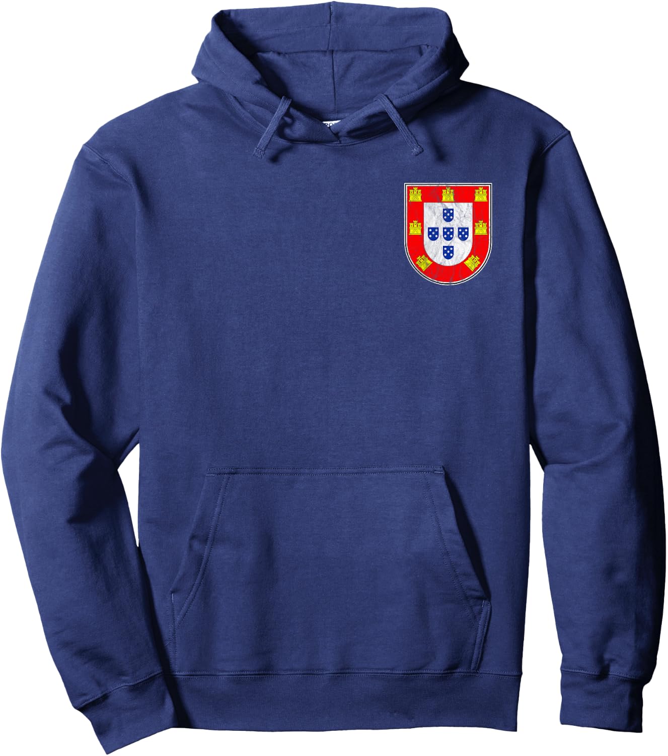 Portugal Quinas - Portuguese Flag Distressed Front & Back Hoodie - Hoodie | Navy