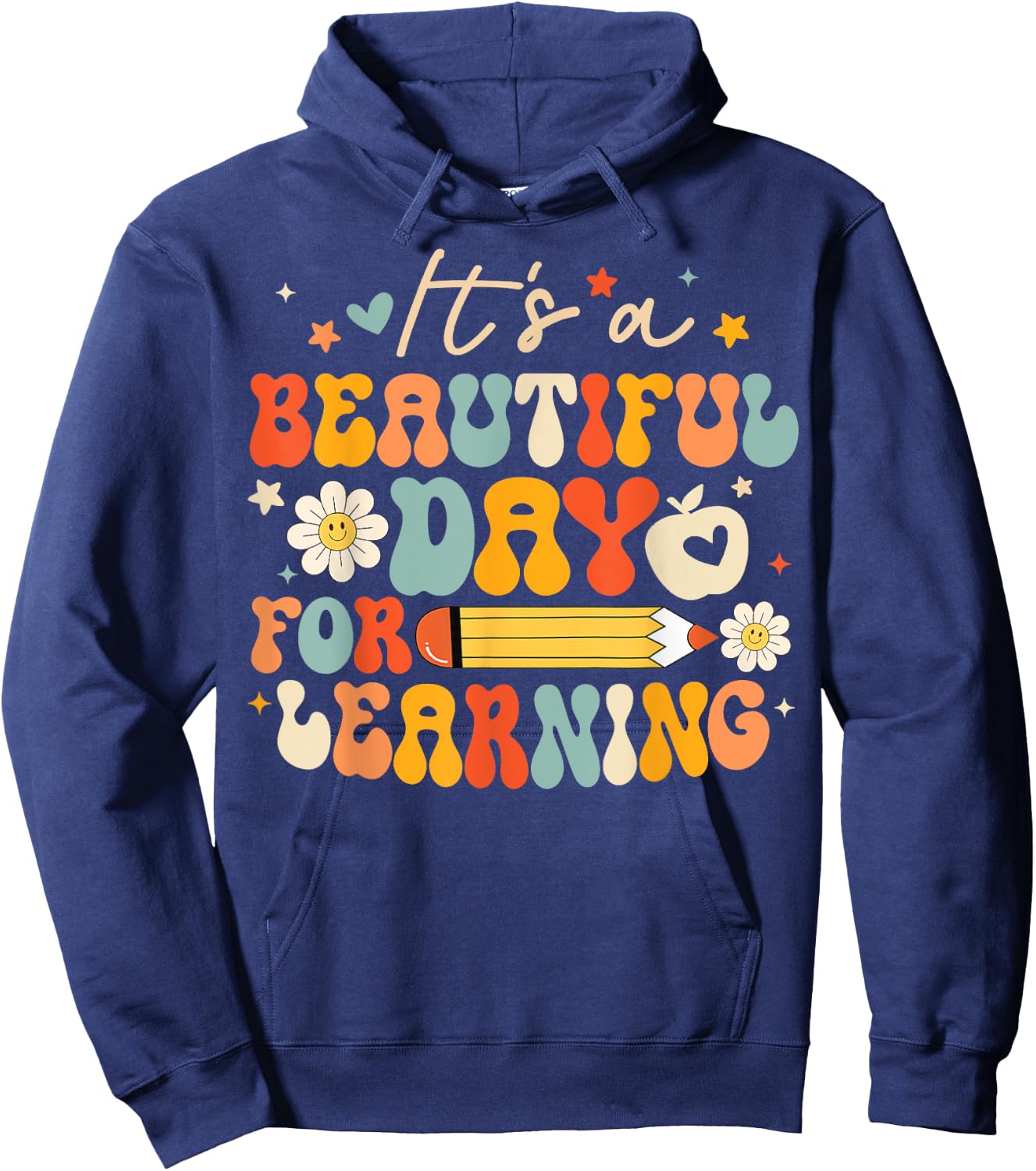 It's Beautiful Day For Learning Back To School Retro Teacher Women Kids Hoodie - Hoodie | Navy