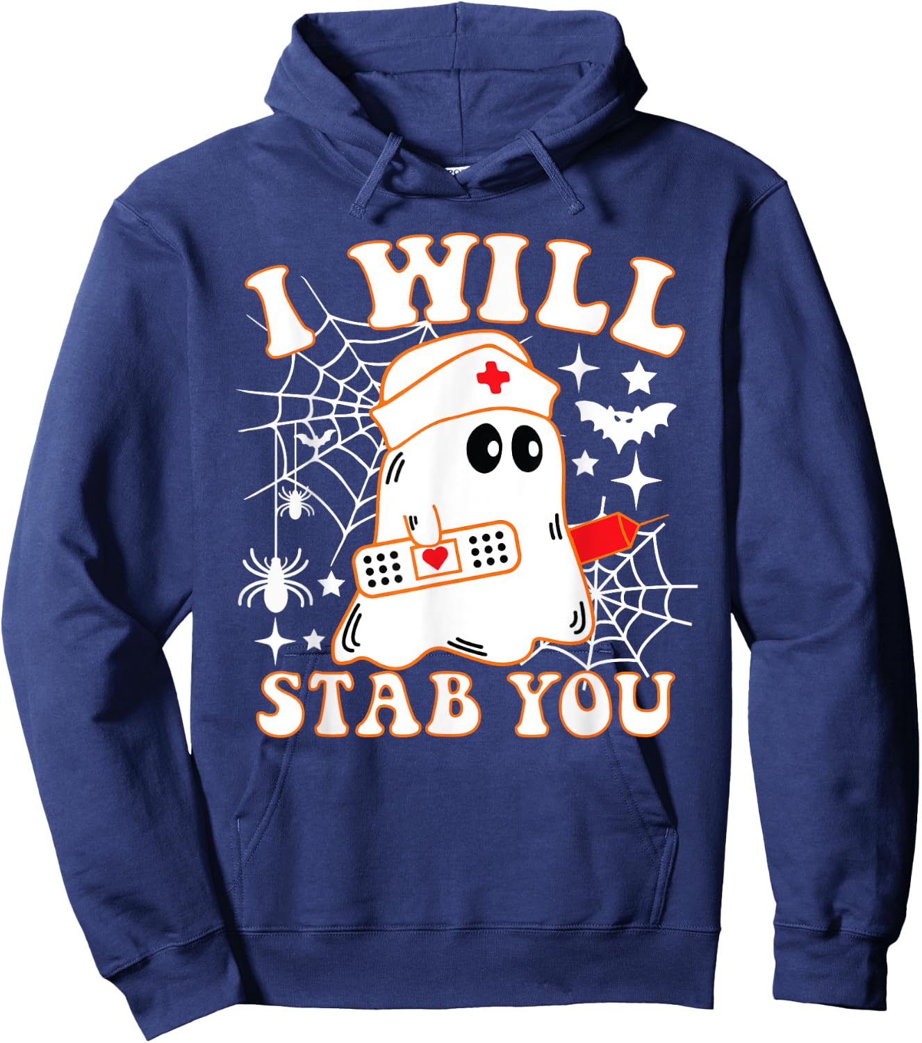 I Will Stab You Nurse Funny Ghost Halloween Costume Hoodie - Hoodie | Navy
