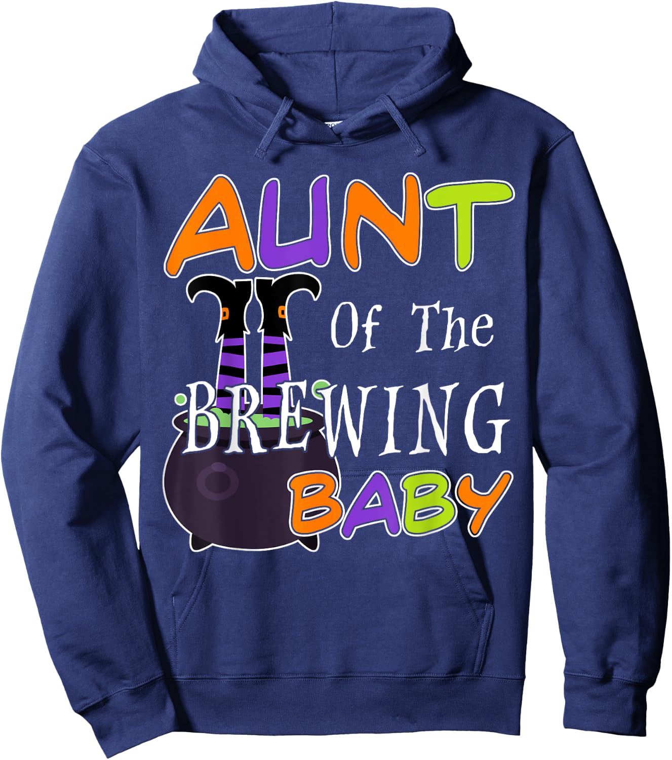 Funny Aunt Of The Brewing Baby Halloween Witch Baby Shower Hoodie - Hoodie | Navy