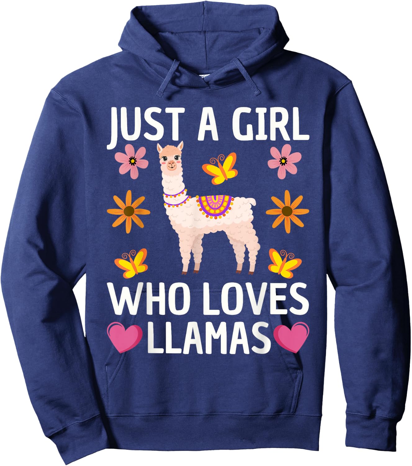 Cute Llama Girls Farming Llama Lovers Alpaca Farm Hoodie - Hoodie | Navy