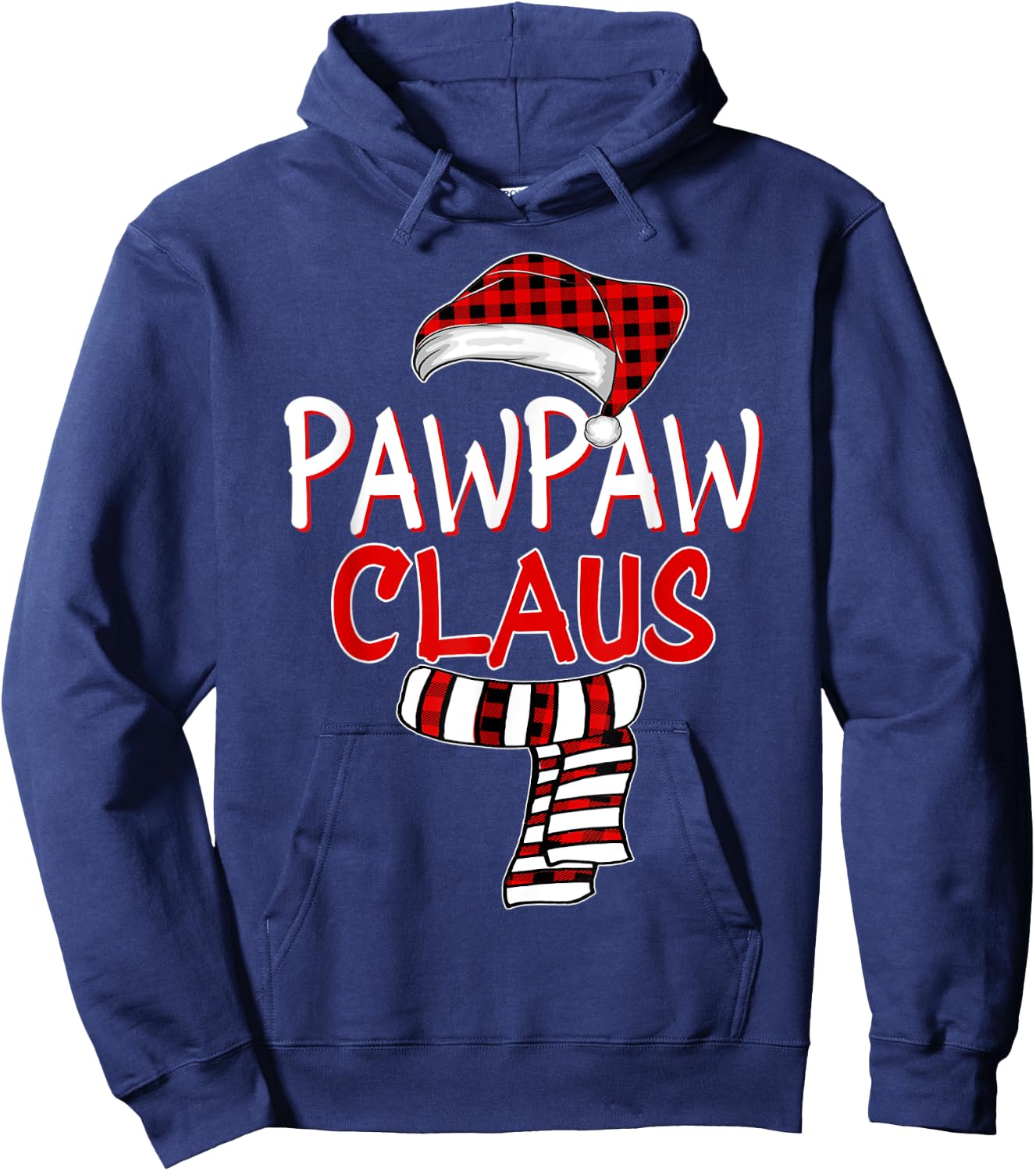 Grandpa Christmas Santa Claus Red plaid Shirt, Pawpaw Claus Hoodie - Hoodie | Navy