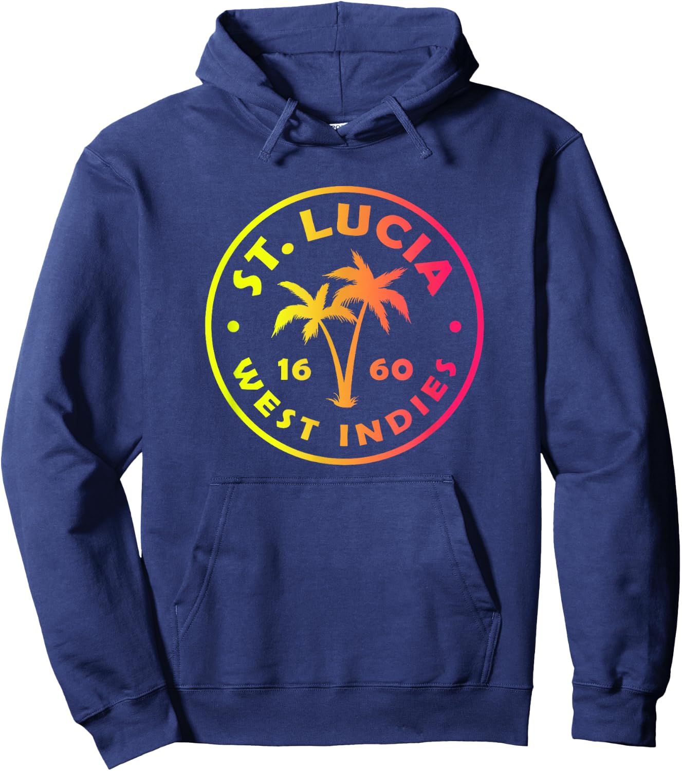 St Lucia Colorful Palm Tree Tie Dye Boys Girls Souvenir Hoodie - Hoodie | Navy