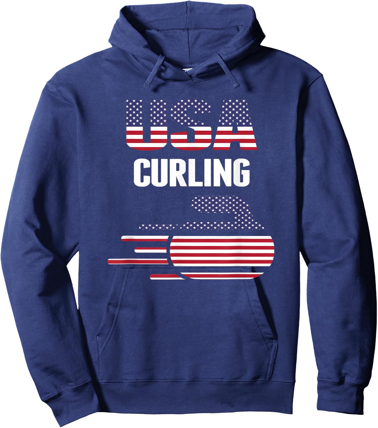USA Team Curling Rock Jersey - Vintage Winter Sports Lovers Hoodie - Hoodie | Navy
