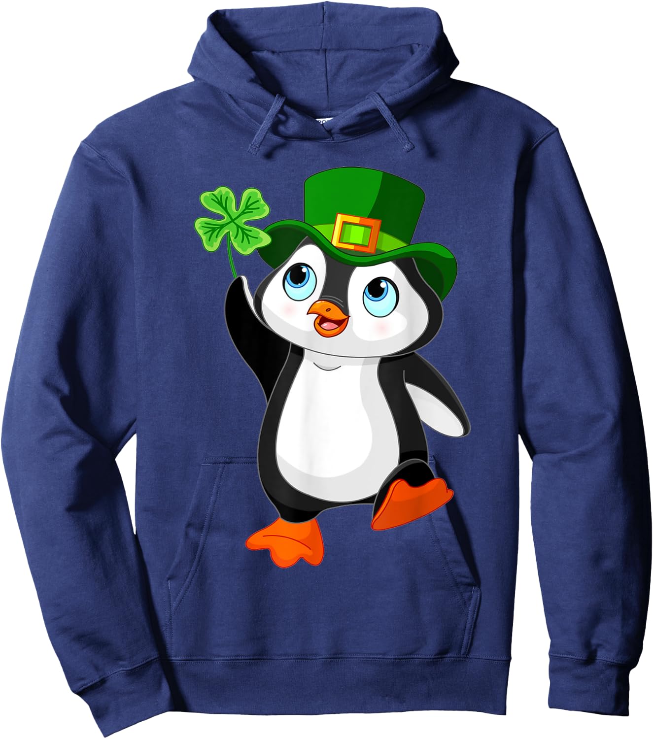 St. Patrick's Day Penguin Shirt, Irish, Shamrock, Clover Hoodie - Hoodie | Navy