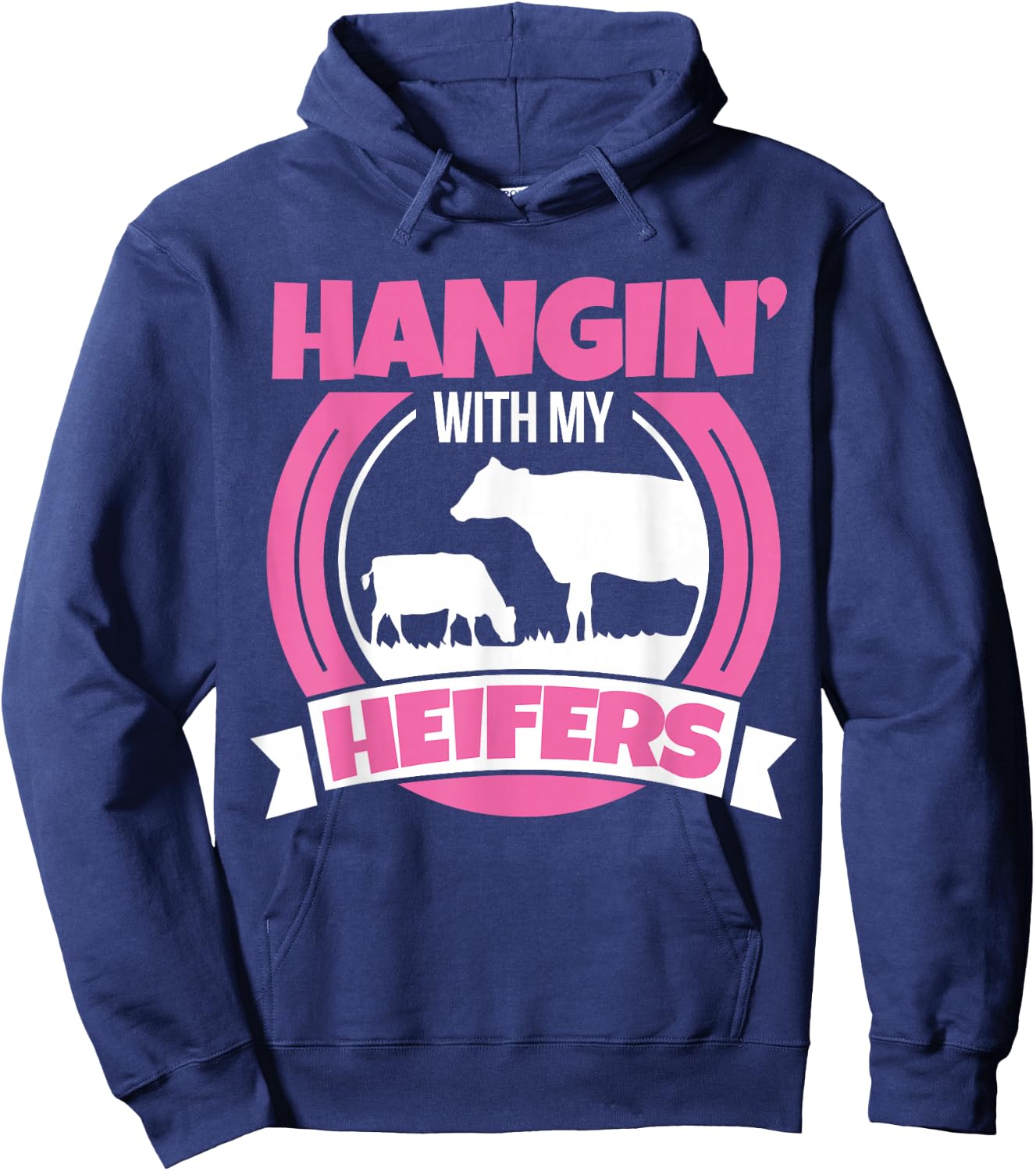 Cow Lover Cattle Farmer - Hanging With My Heifers - Cow Hoodie - Hoodie | Navy