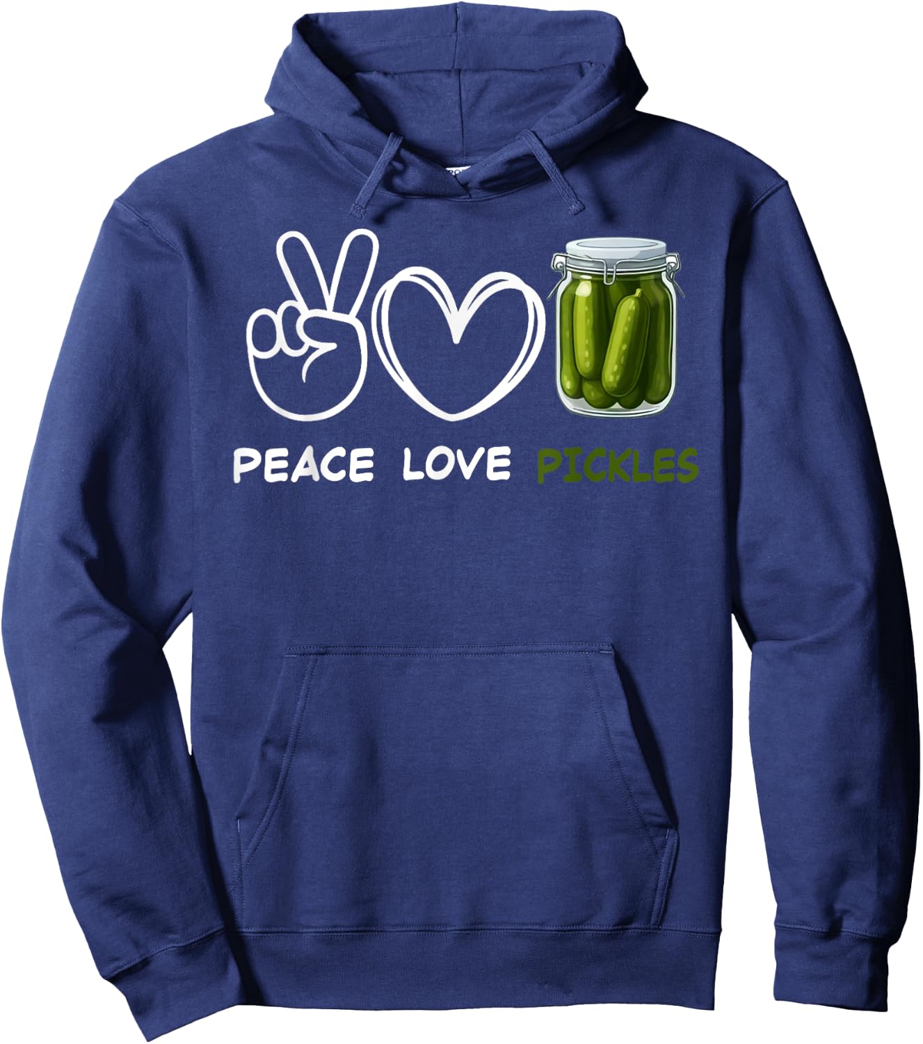Peace, Love Pickles Retro Pickles Lover Food Lover Hoodie - Hoodie | Navy