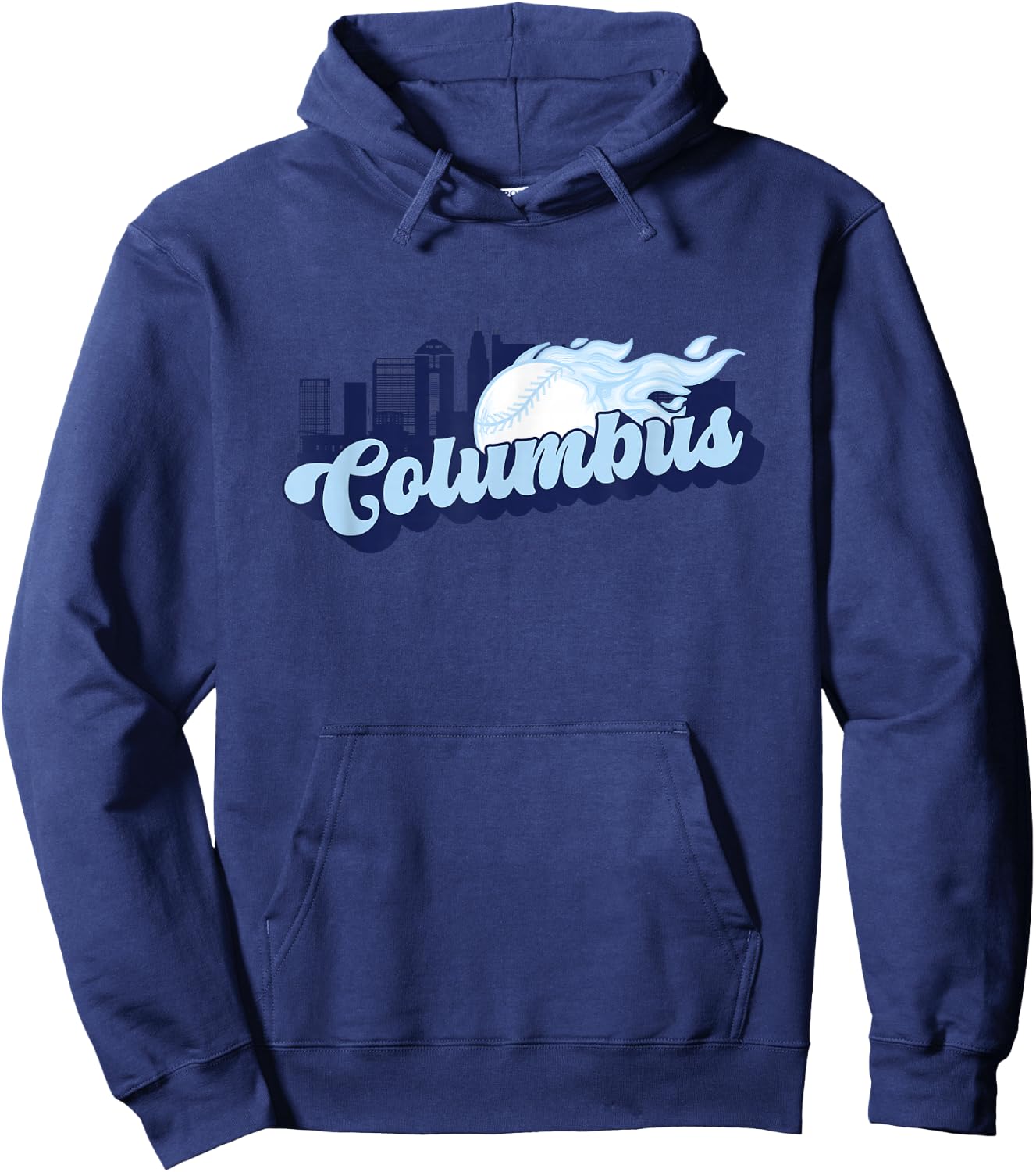 Columbus Baseball Vintage City Skyline Retro Baseball Lover Hoodie - Hoodie | Navy