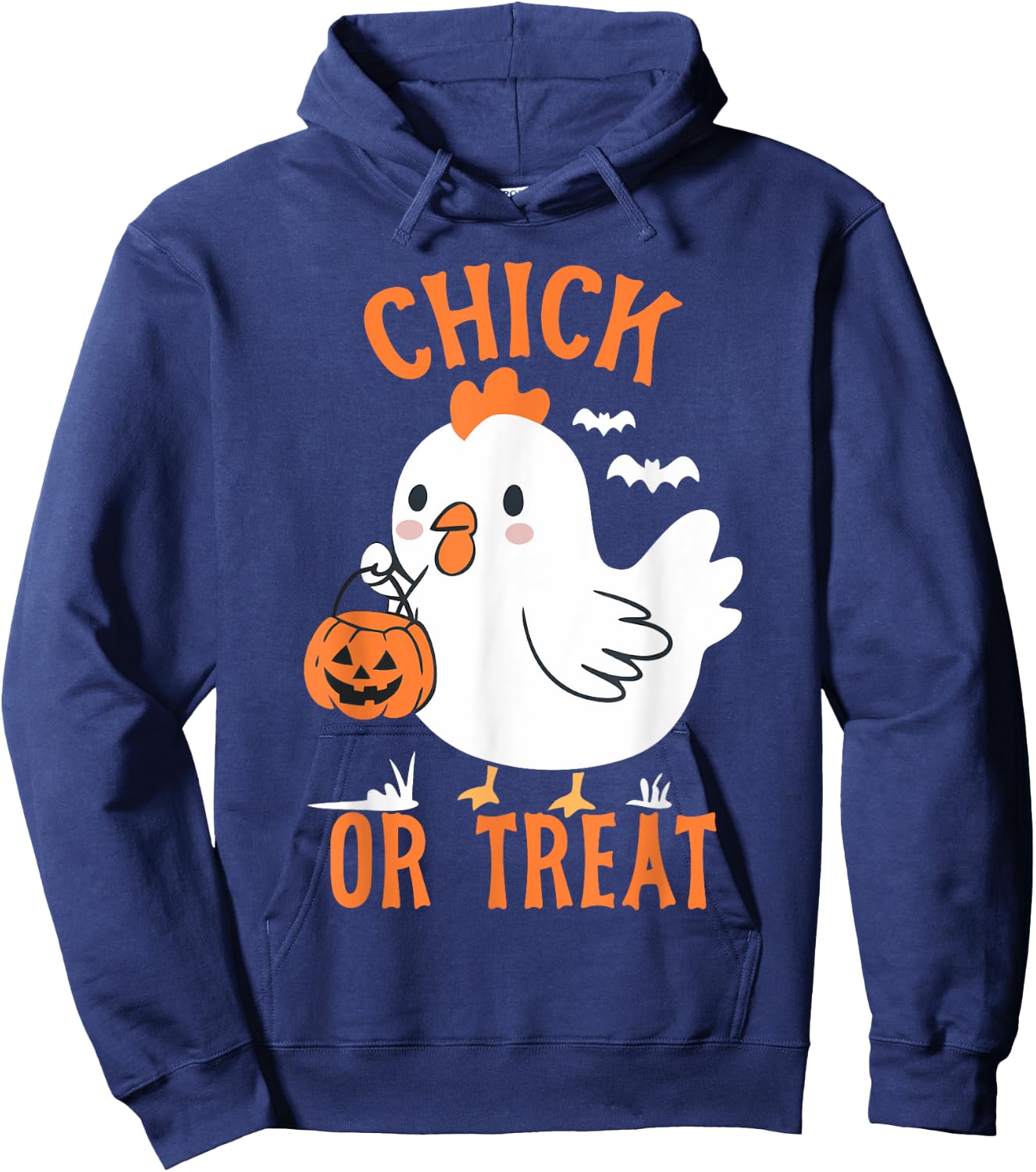 Chick Or Treat Shirt Funny Chicken Halloween Kids Girl Boy Hoodie - Hoodie | Navy
