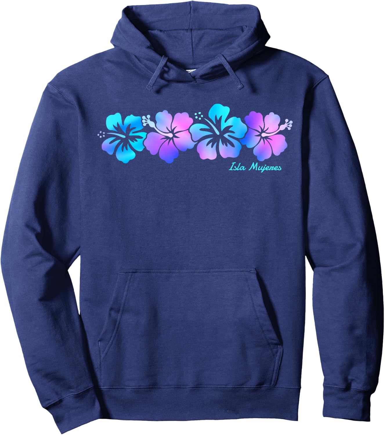 Retro Isla Mujeres Mexico hibiscus flower Men Women Hoodie - Hoodie | Navy