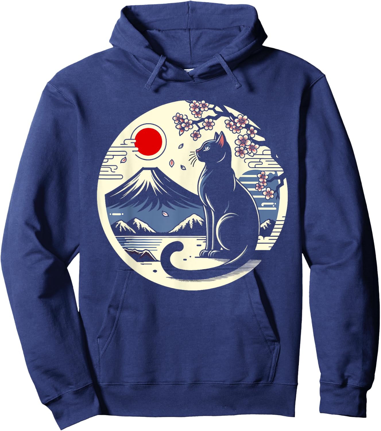 Kawaii Cat Anime Japanese Retro Men Women Kids Funny Cat Hoodie - Hoodie | Navy