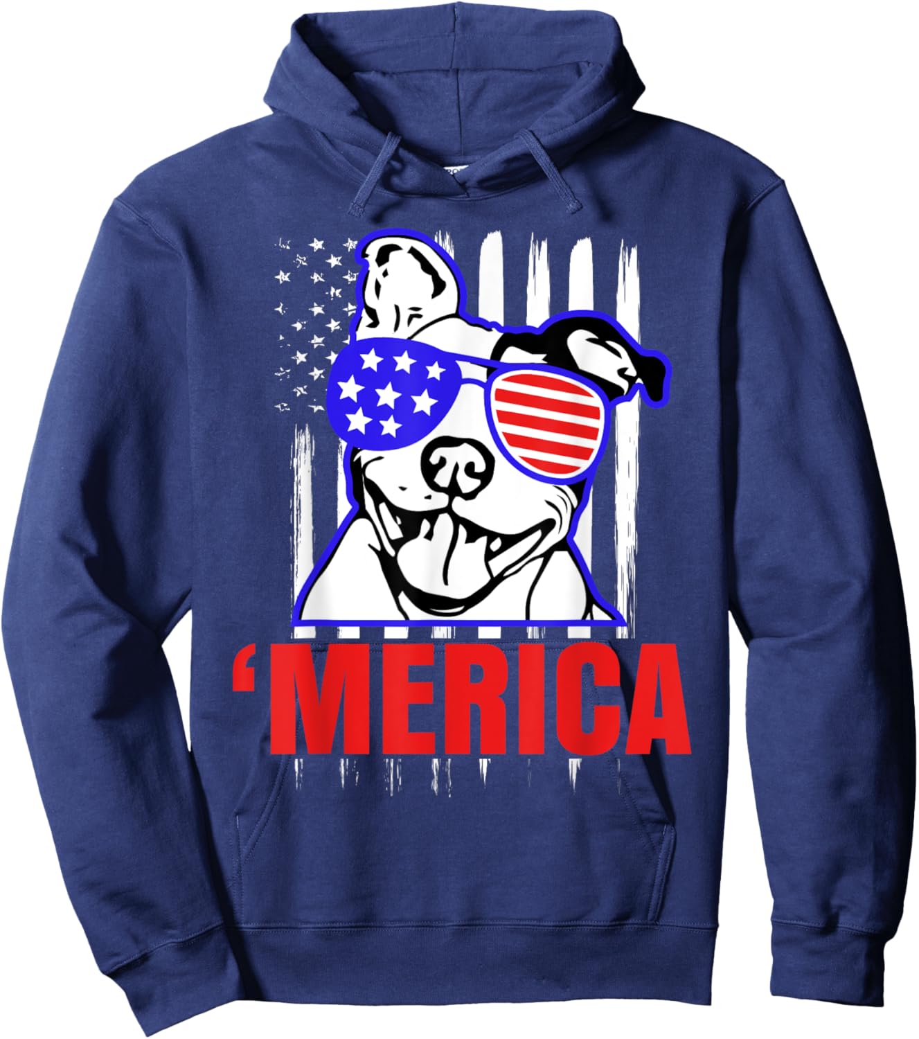 'Merica Funny Pitbull Shirt America Parody Party Pit Bull Hoodie - Hoodie | Navy
