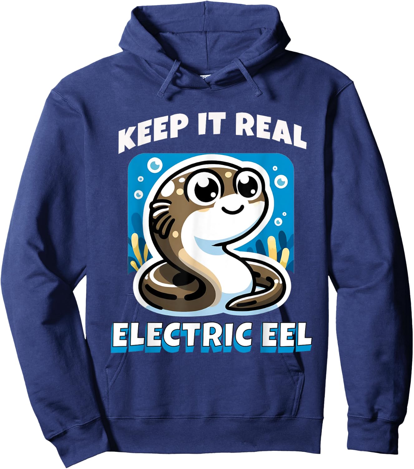 Keep It Real Electric Eel Funny Pun Animal Boys Girls Kids Hoodie - Hoodie | Navy