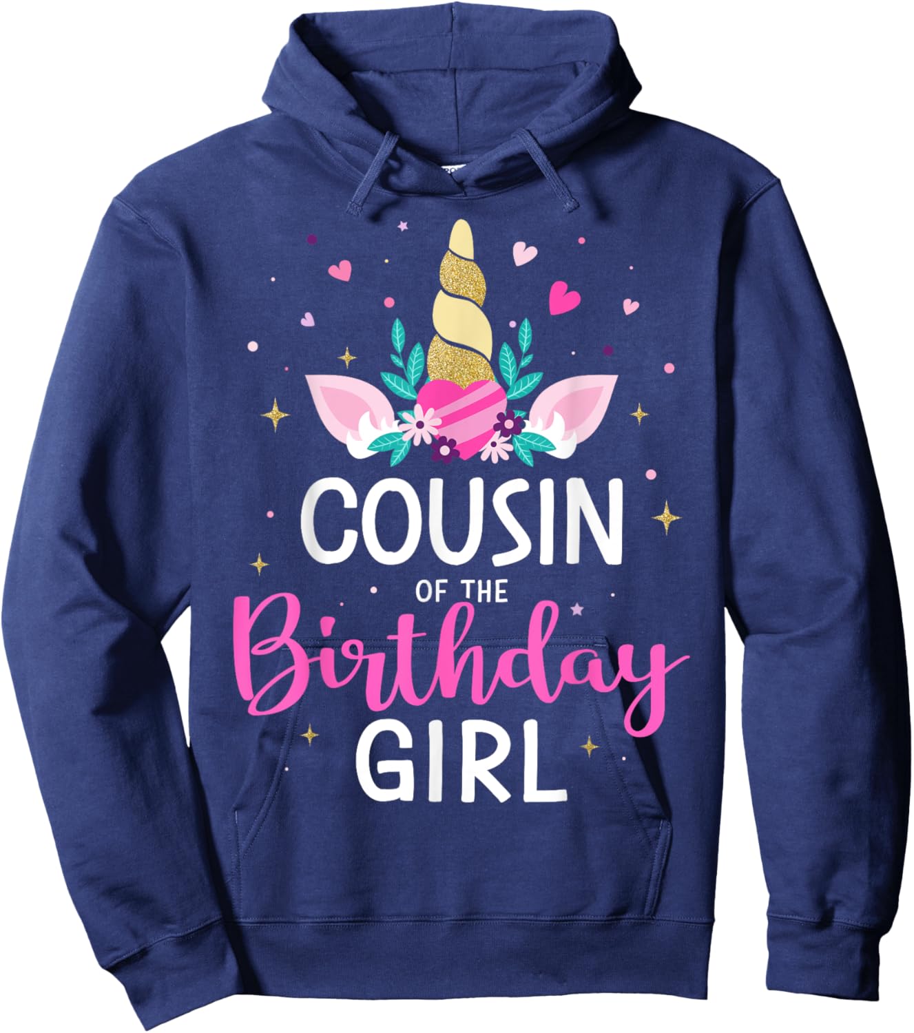 Cousin of the birthday girl matching family unicorn party Hoodie - Hoodie | Navy