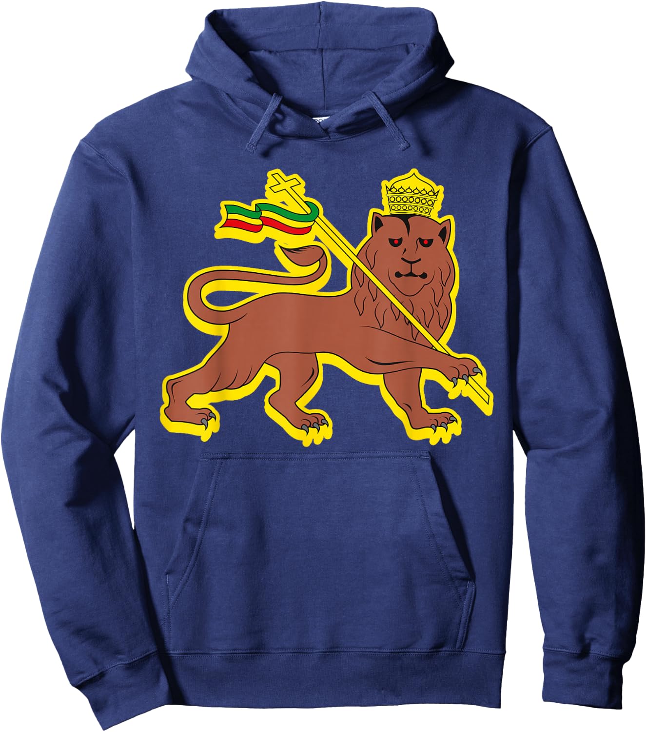 Ethiopia Lion Of Judah Cross Ethiopian Flag Hoodie - Hoodie | Navy