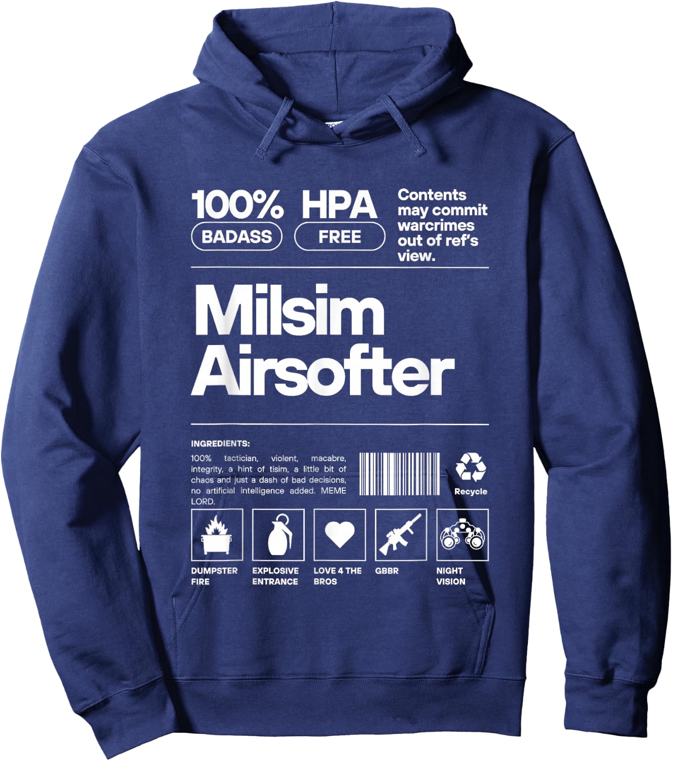 Milsim Airsoft Ingredient Shirt Hoodie - Hoodie | Navy