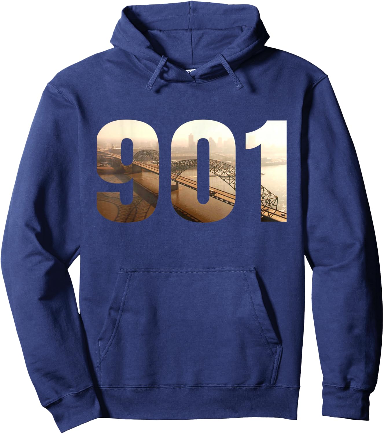 I am 901 - Memphis Tennessee Area Code - Historical Bridge Hoodie - Hoodie | Navy